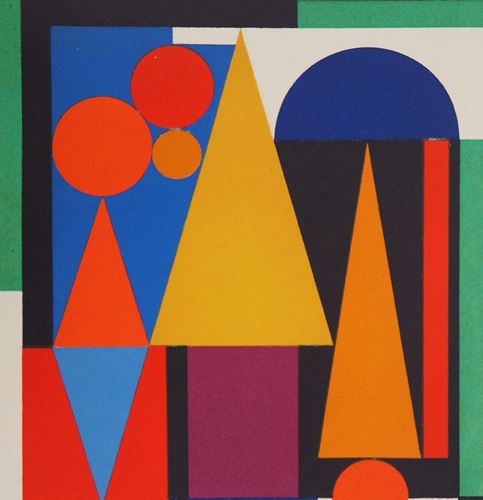 Auguste HERBIN Red Composition 2, 1949 Original screenprint On Arches Vellum of [...] - Image 3 of 3