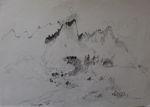 Bernard GANTNER Courmayeur, 1985 Dessin original au crayon noir sur papier [...] - Image 2 of 4