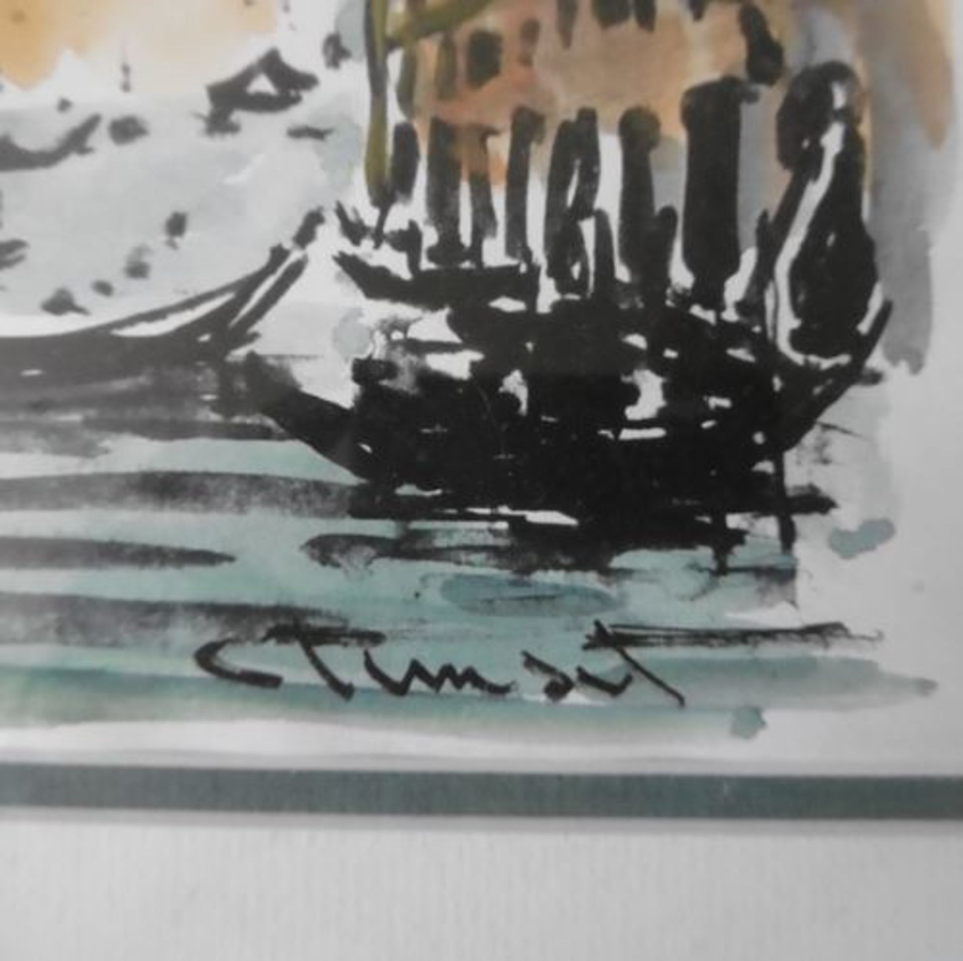 Charles Timsit (1910-2007) Vue de Venise Aquarelle Signée Dans son jus traces [...] - Bild 3 aus 4