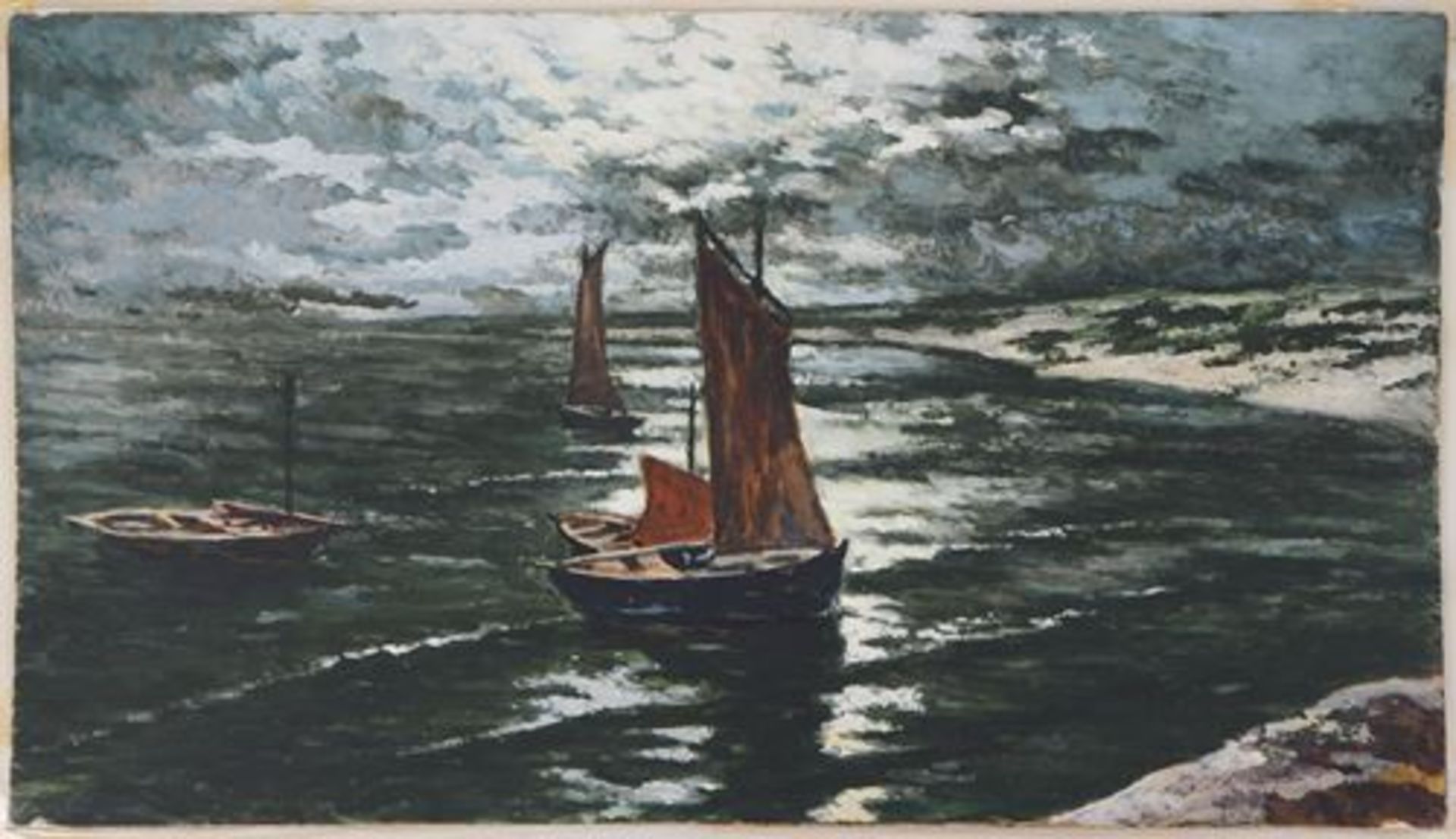 A. GOUNOT L'arrivée des bateaux Gouache originale Signée au crayon en bas à [...]