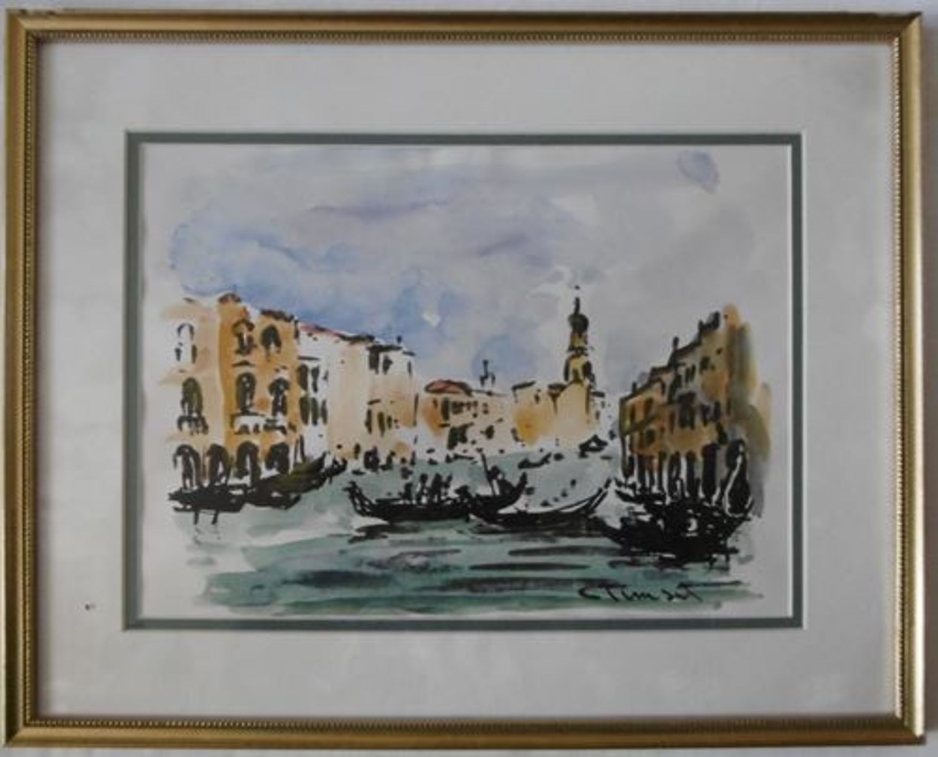 Charles Timsit (1910-2007) Vue de Venise Aquarelle Signée Dans son jus traces [...]