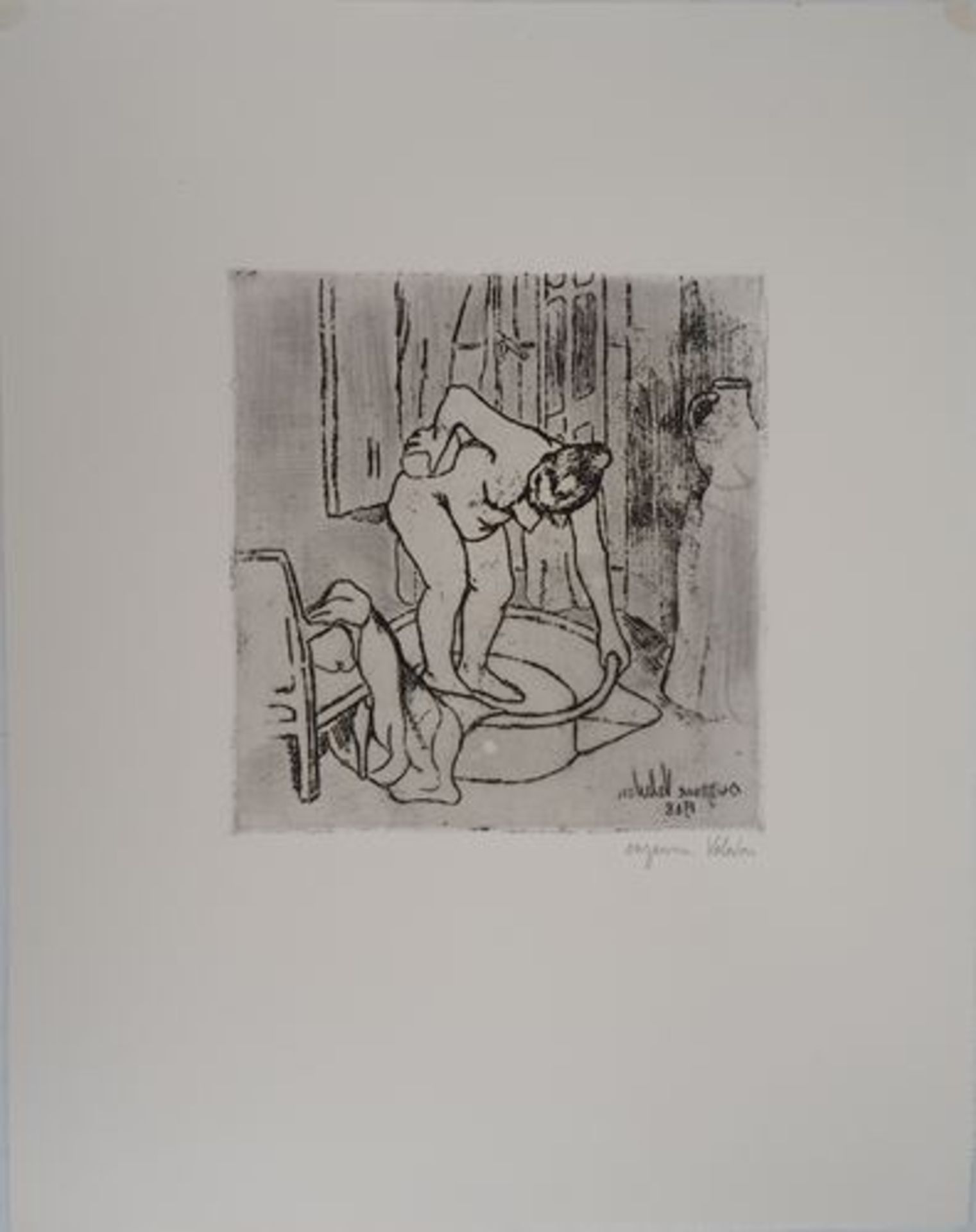 Suzanne VALADON Catherine washing her back Original engraving (dry-point and soft [...] - Bild 2 aus 7