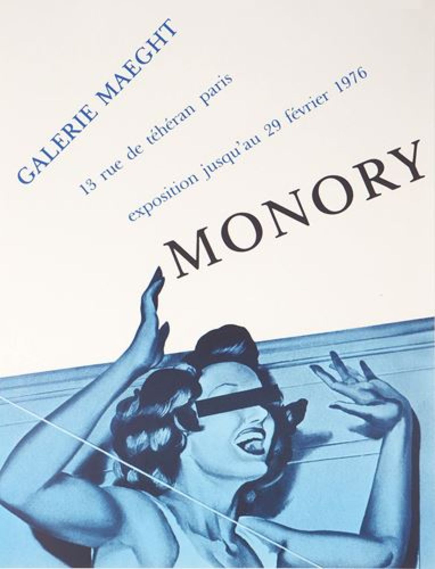 Jacques MONORY Femme surprise par lumière bleue Affiche lithographique originale [...]