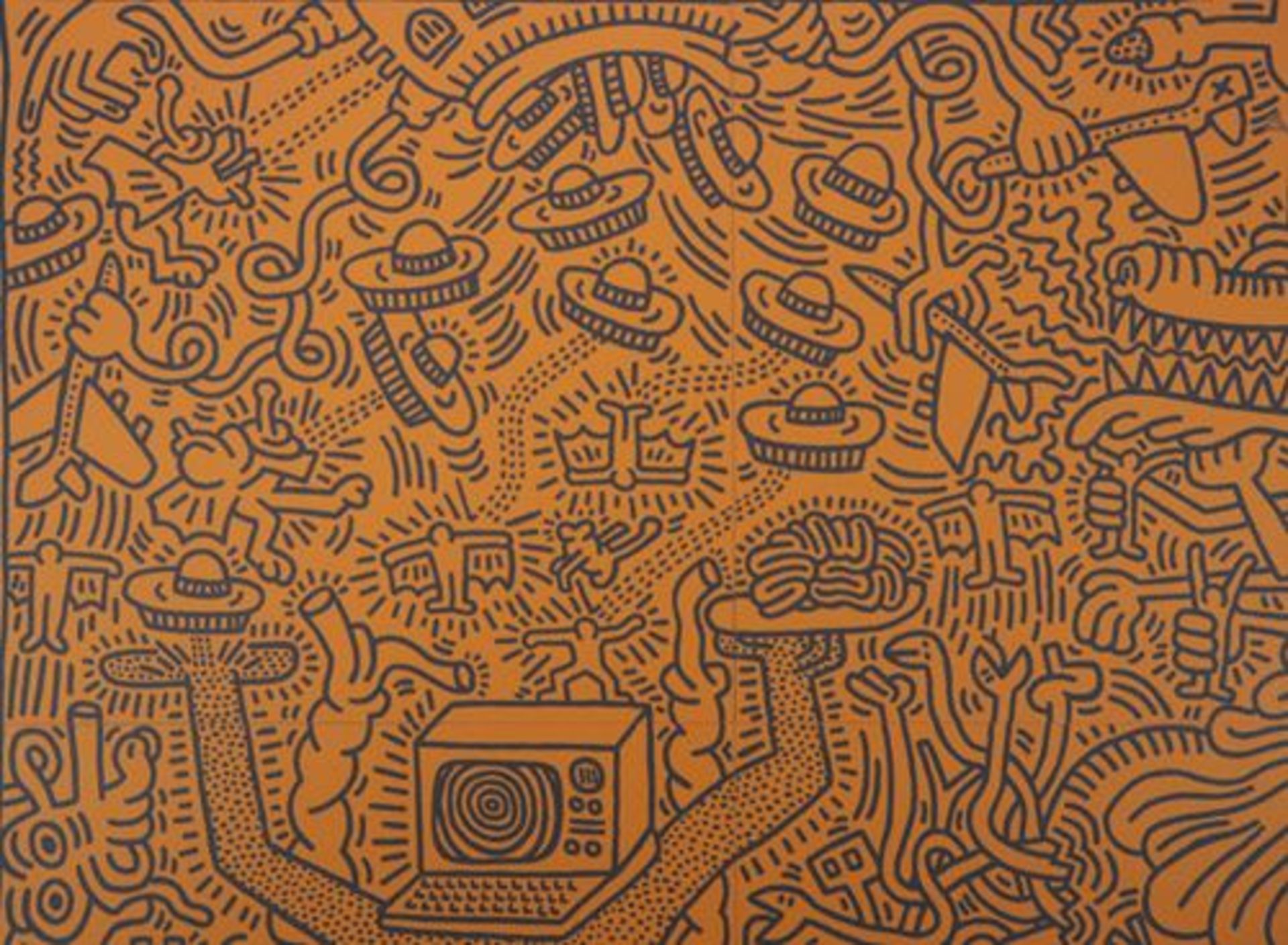 Keith HARING Futurism Screenprint on Vellum Signed in the plate Bears the dry stamp [...] - Bild 3 aus 6