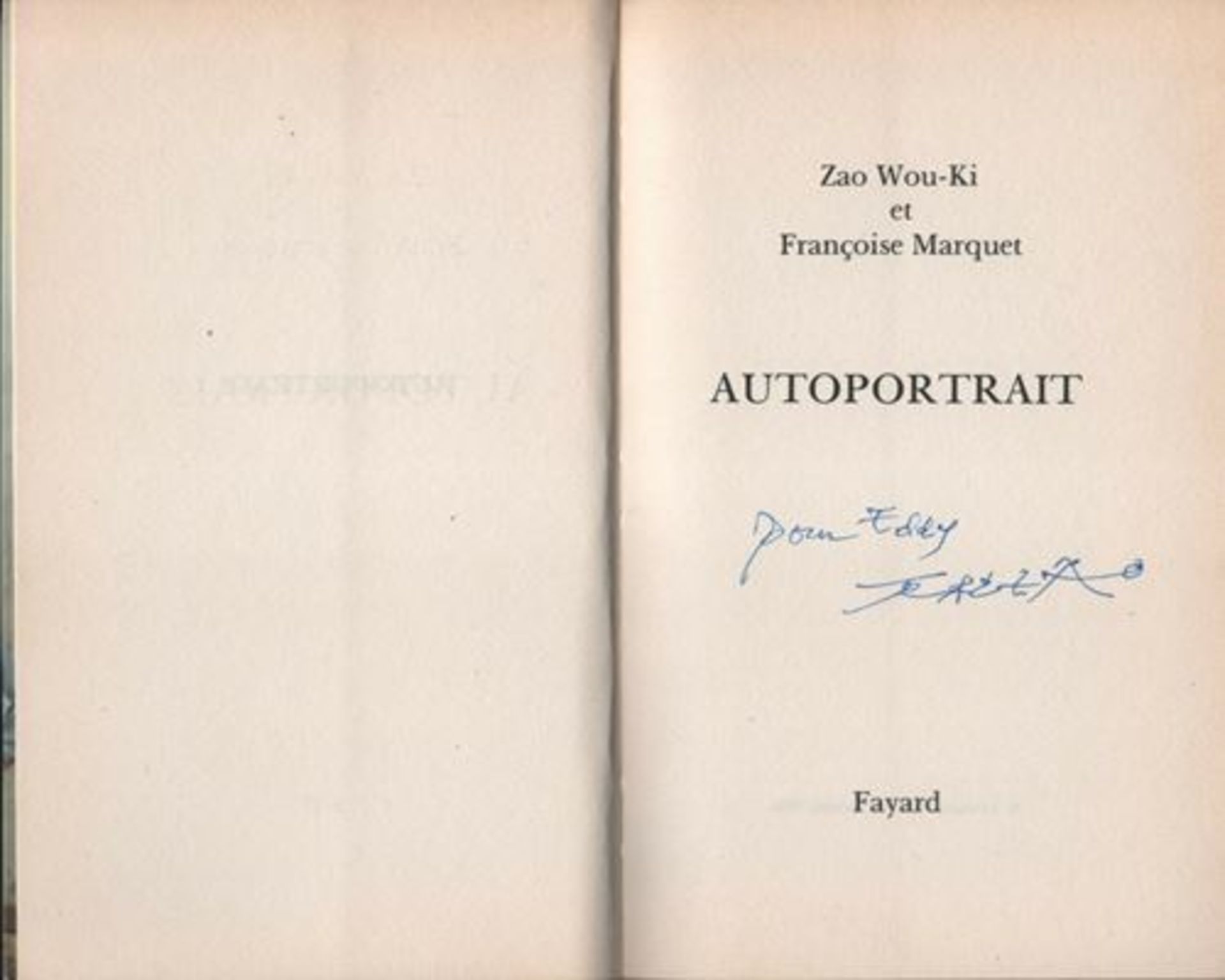 Zao Wou Ki (1920-2013) The book "Autoportrait" autographed by the artiste. In cood [...]