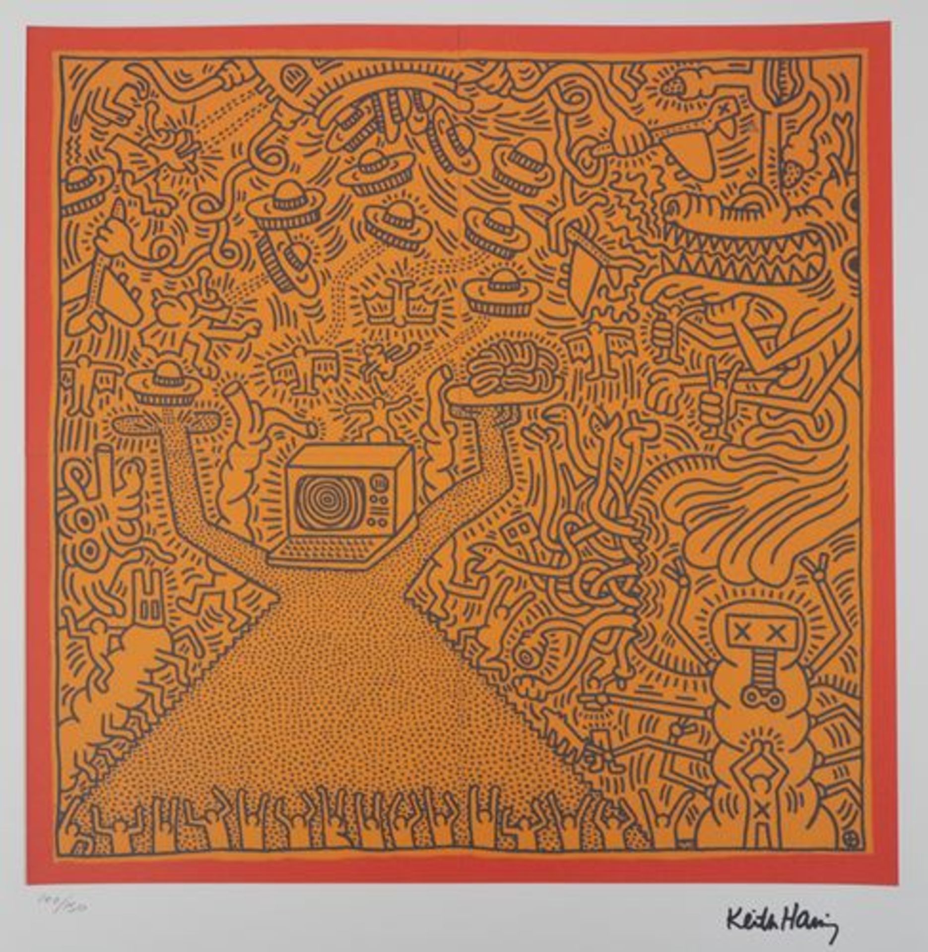 Keith HARING Futurism Screenprint on Vellum Signed in the plate Bears the dry stamp [...] - Bild 5 aus 6