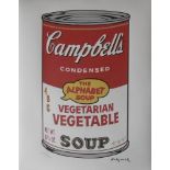 Andy WARHOL (after) CAMPBELL SOUP VEGETARIAN VEGETABLES Lithograph Signed in the [...]