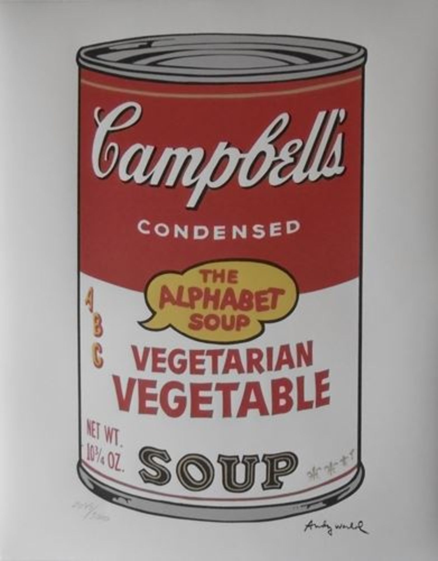 Andy WARHOL (after) CAMPBELL SOUP VEGETARIAN VEGETABLES Lithograph Signed in the [...]