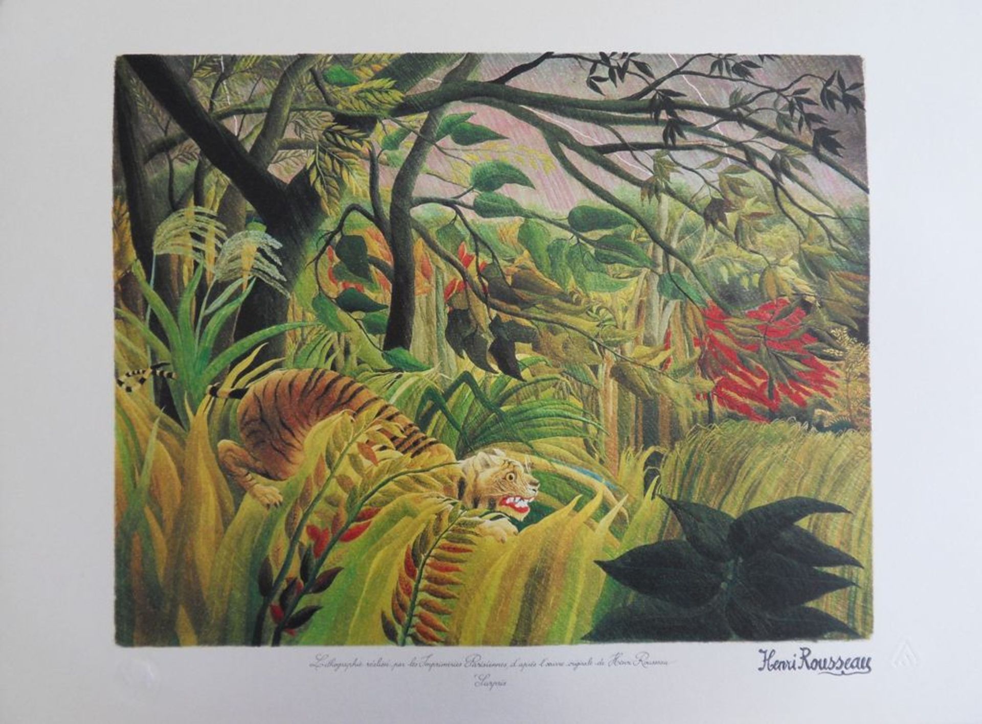 Le Douanier ROUSSEAU (Henri)(after) Startled Original stone lithograph Signed in the [...]