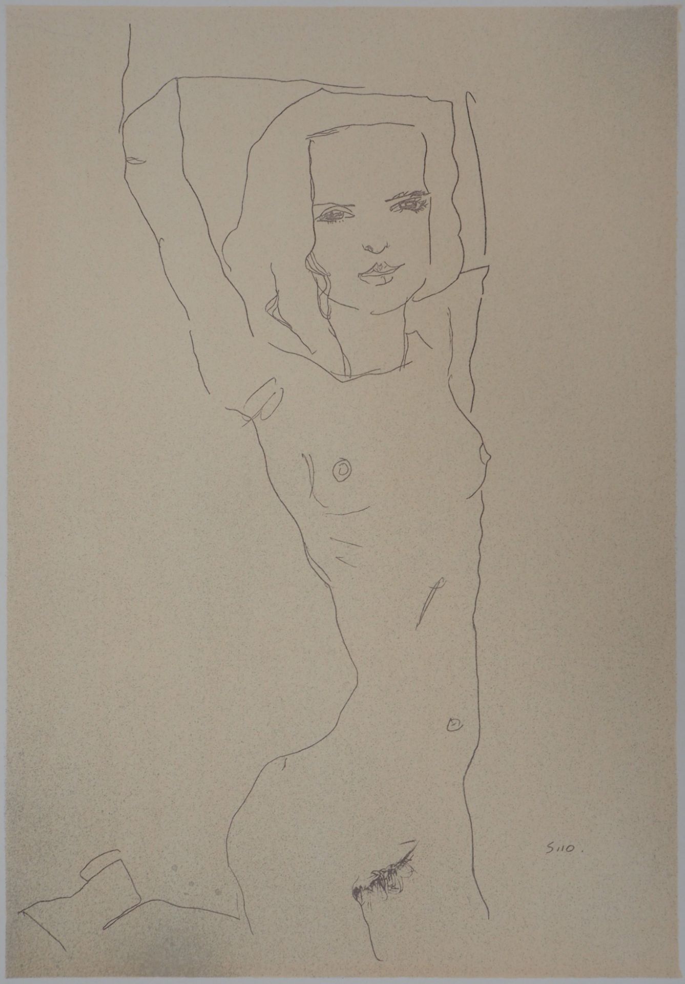 Egon SCHIELE (after) Female Nude Colored lithograph Signed in the plate On paper [...]