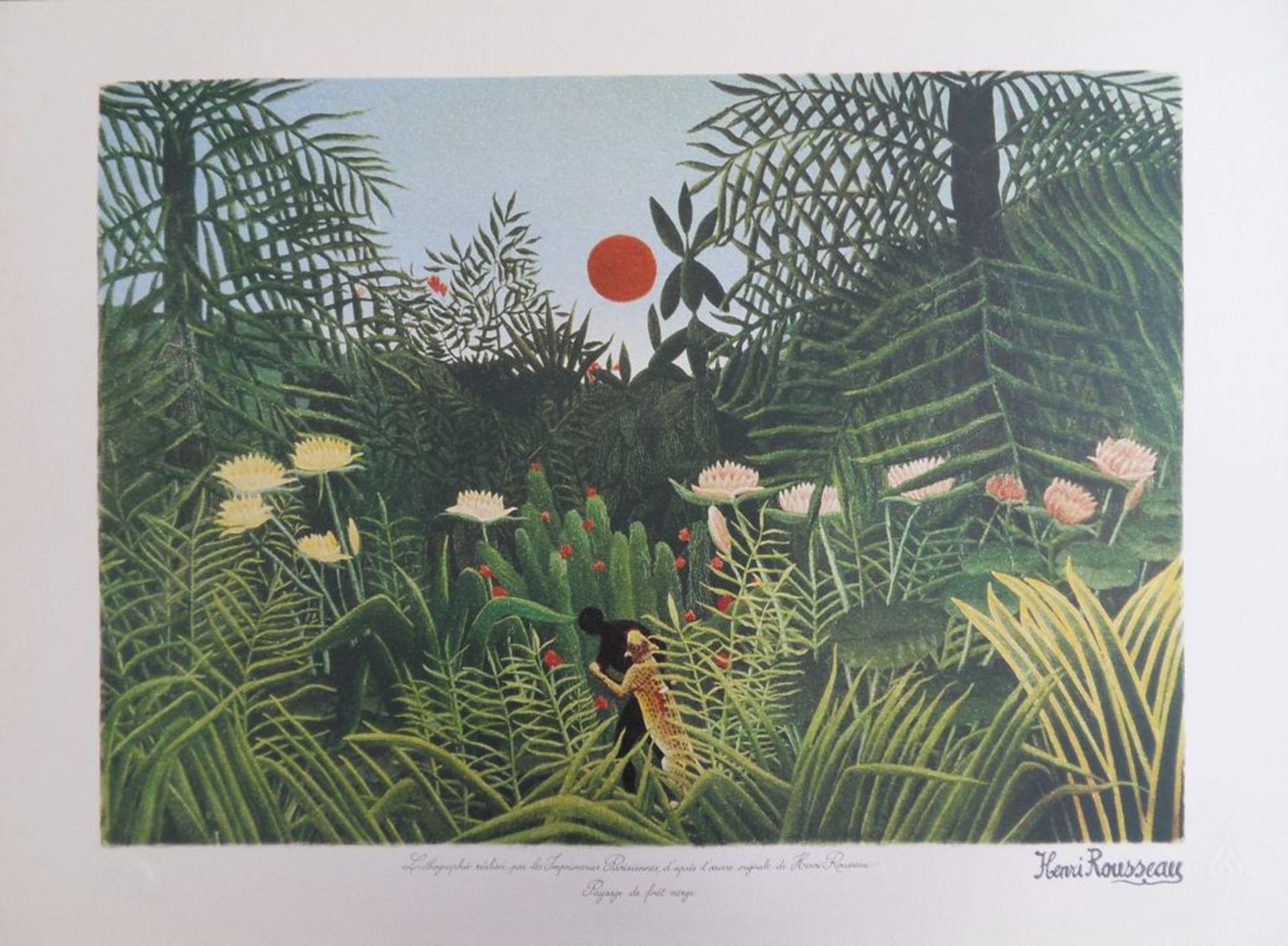 Le Douanier ROUSSEAU (Henri) Rainforest landscape - Lithograph on stone - Signed in [...]