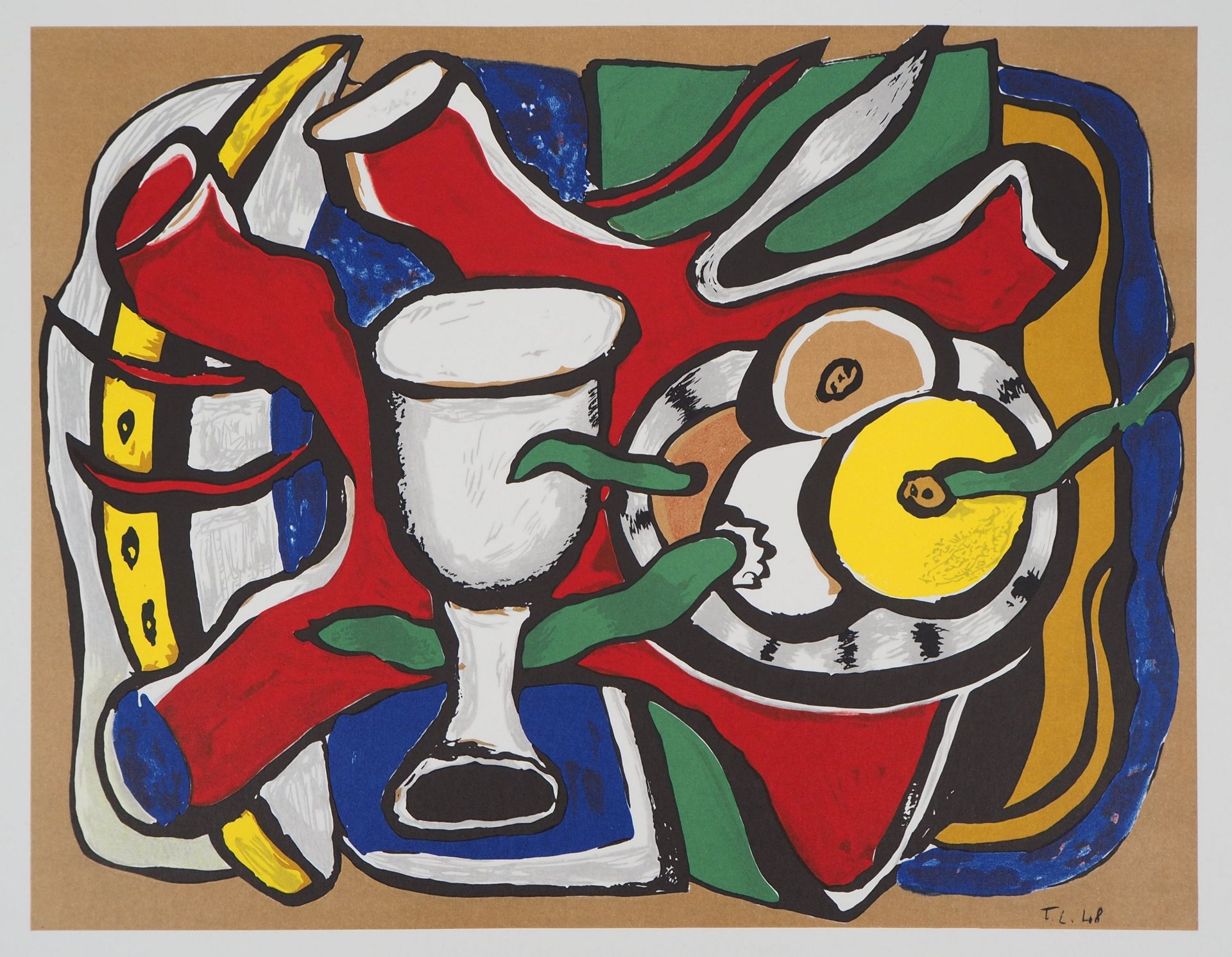 Fernand LÉGER (1881 - 1955) Still life with apples, Colored lithograph Signed in [...]