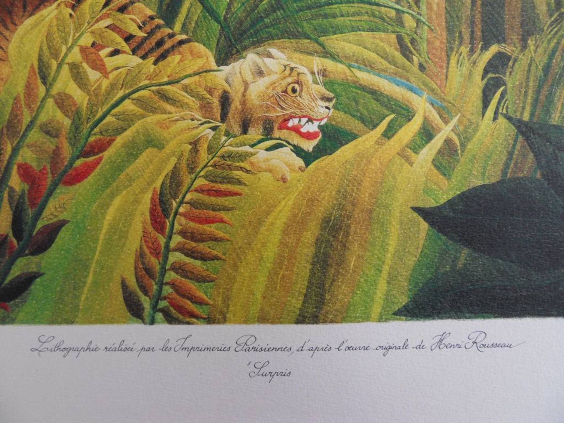 Le Douanier ROUSSEAU (Henri)(after) Startled Original stone lithograph Signed in the [...] - Bild 2 aus 5