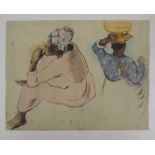 Paul GAUGUIN (after) Tahiti: Maori women Lithograph and watercolor stencil (Jacomet [...]