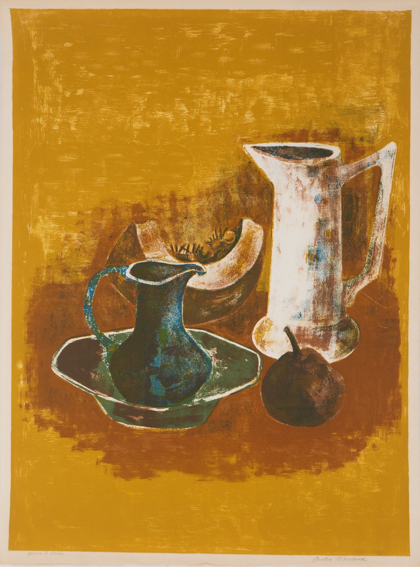 André MINAUX Still life with pitchers Original lithograph on Vellum Signed in [...]