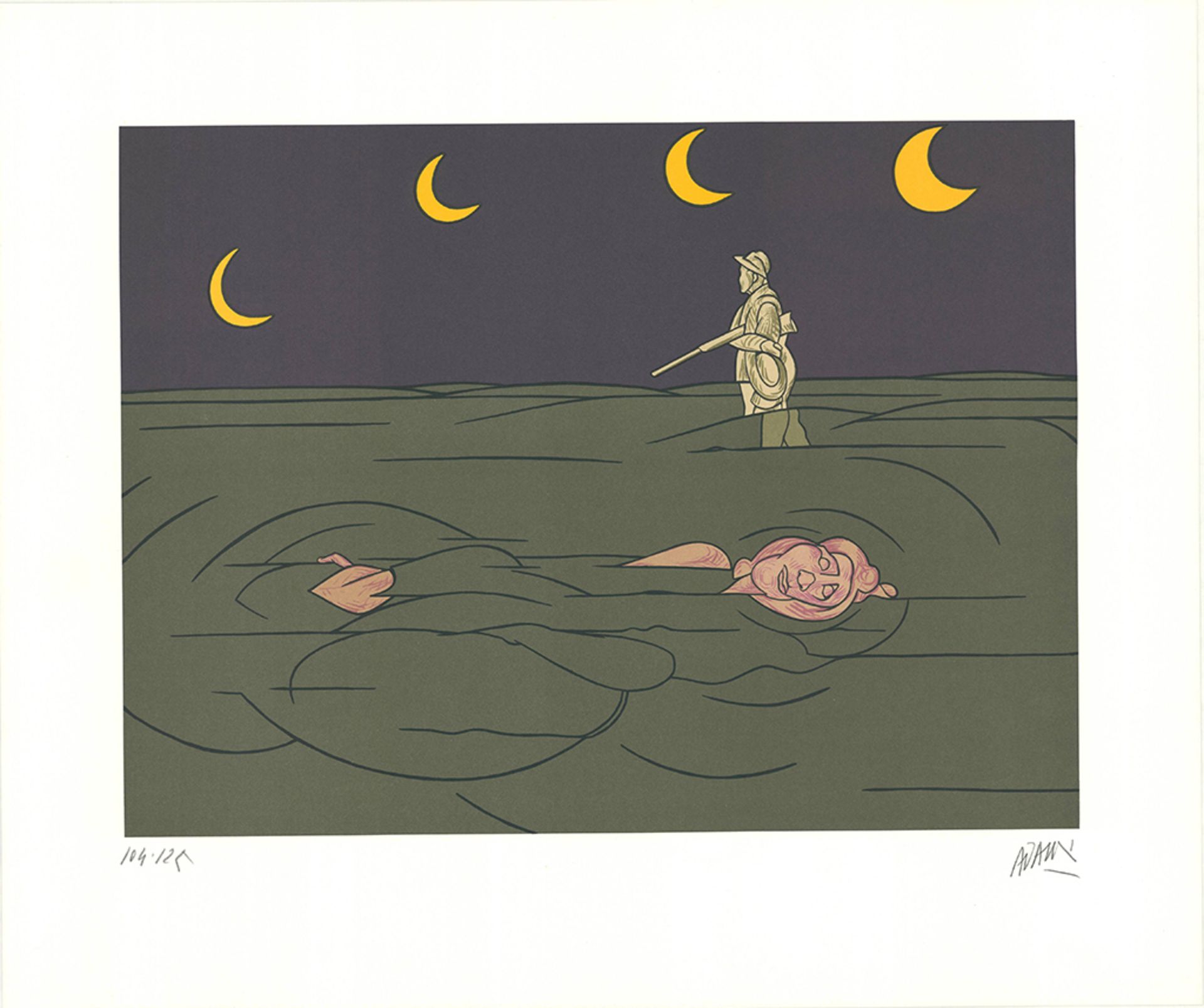 Valerio ADAMI (1935) Little Moonlight Lithograph Numbered out of 125 copies and [...]
