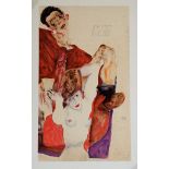 Egon Schiele (after) - L'Hôte Rouge Lithograph on Rives Artist 270g paper Extracted [...]