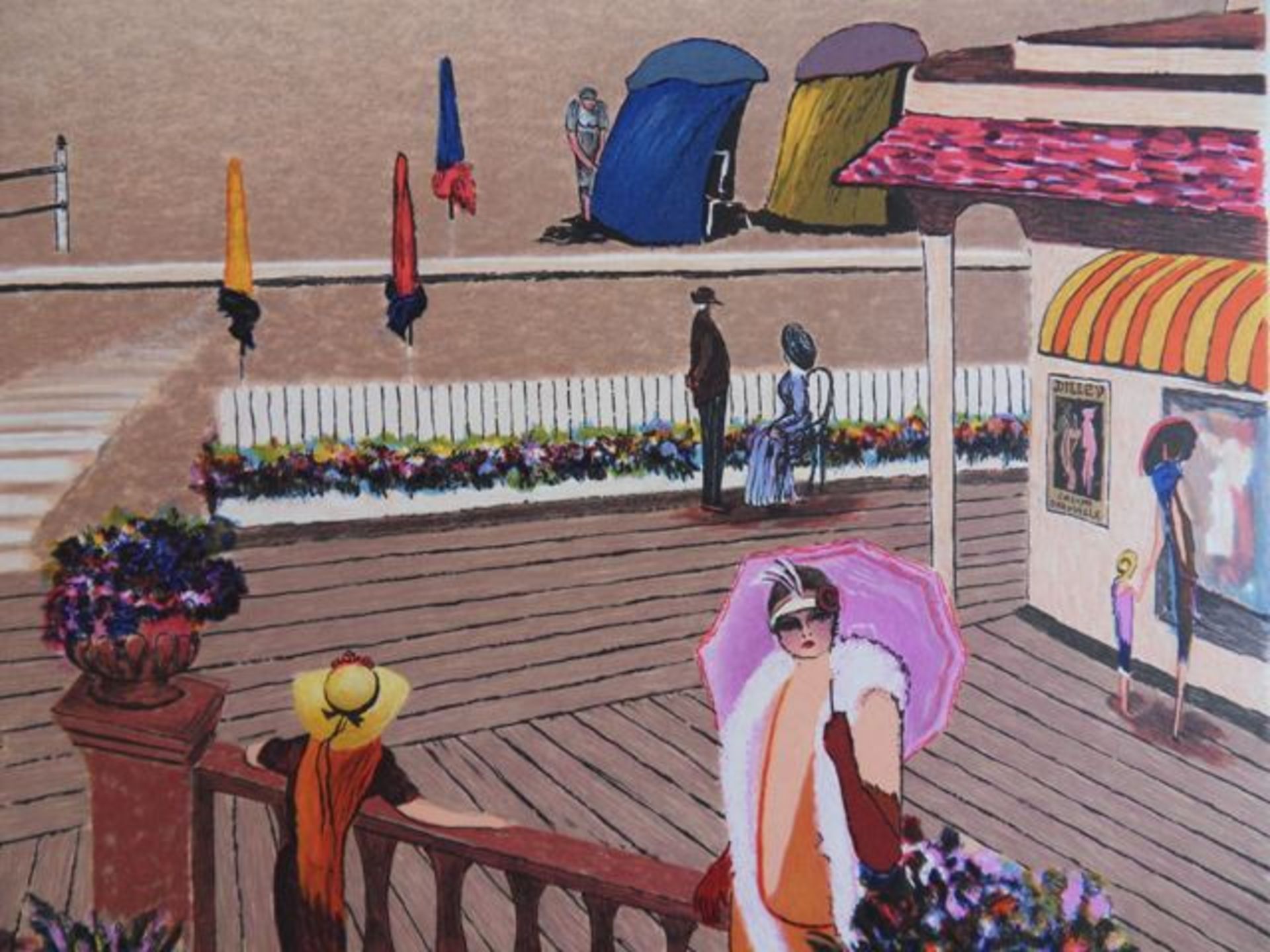 Ramon DILLEY (1932-) The planks of Deauville Original lithograph Signed in pencil by [...] - Bild 3 aus 4