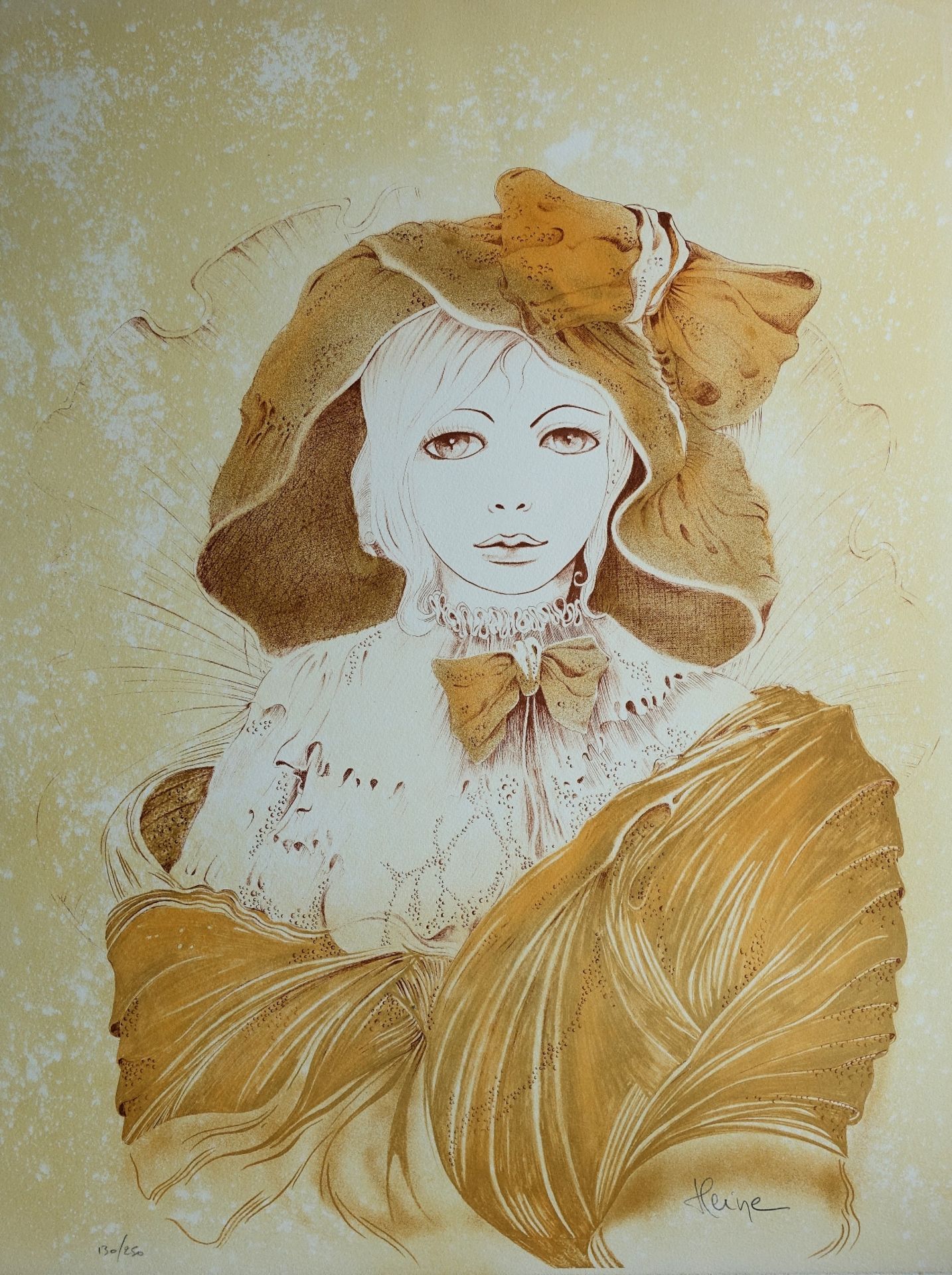 Jean HEINE Young woman with veil Original lithograph Signed in pencil by the [...]