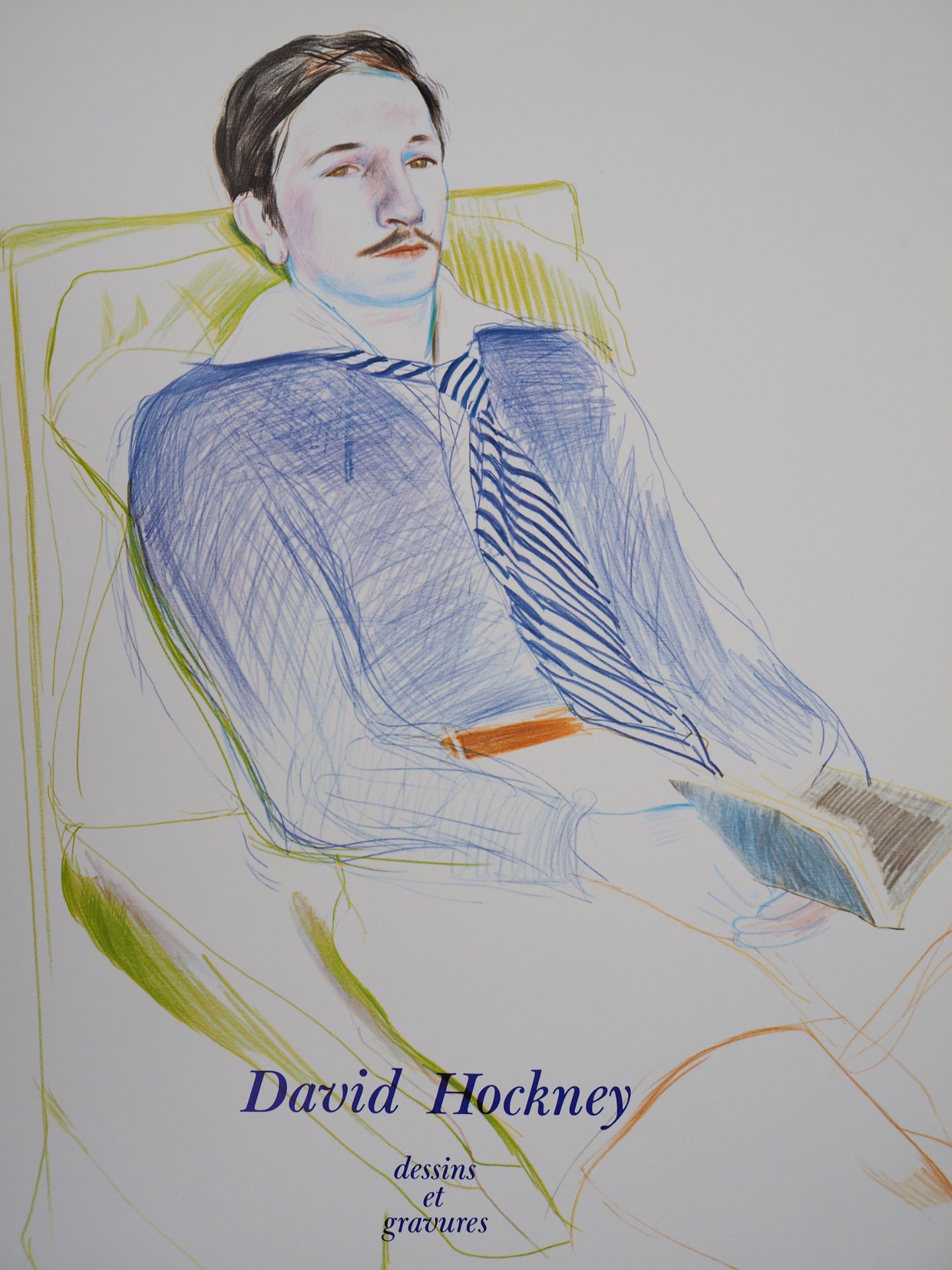 David HOCKNEY Portrait of Reading Man Original Vintage Poster [...] - Bild 3 aus 6