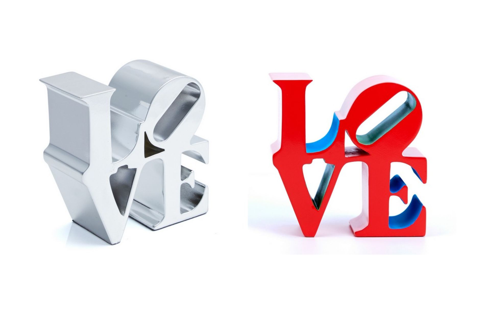 Robert Indiana Red and Silver, Love, 2018 Two sculptures 15 x 15 cm/ 6 x 6 [...]