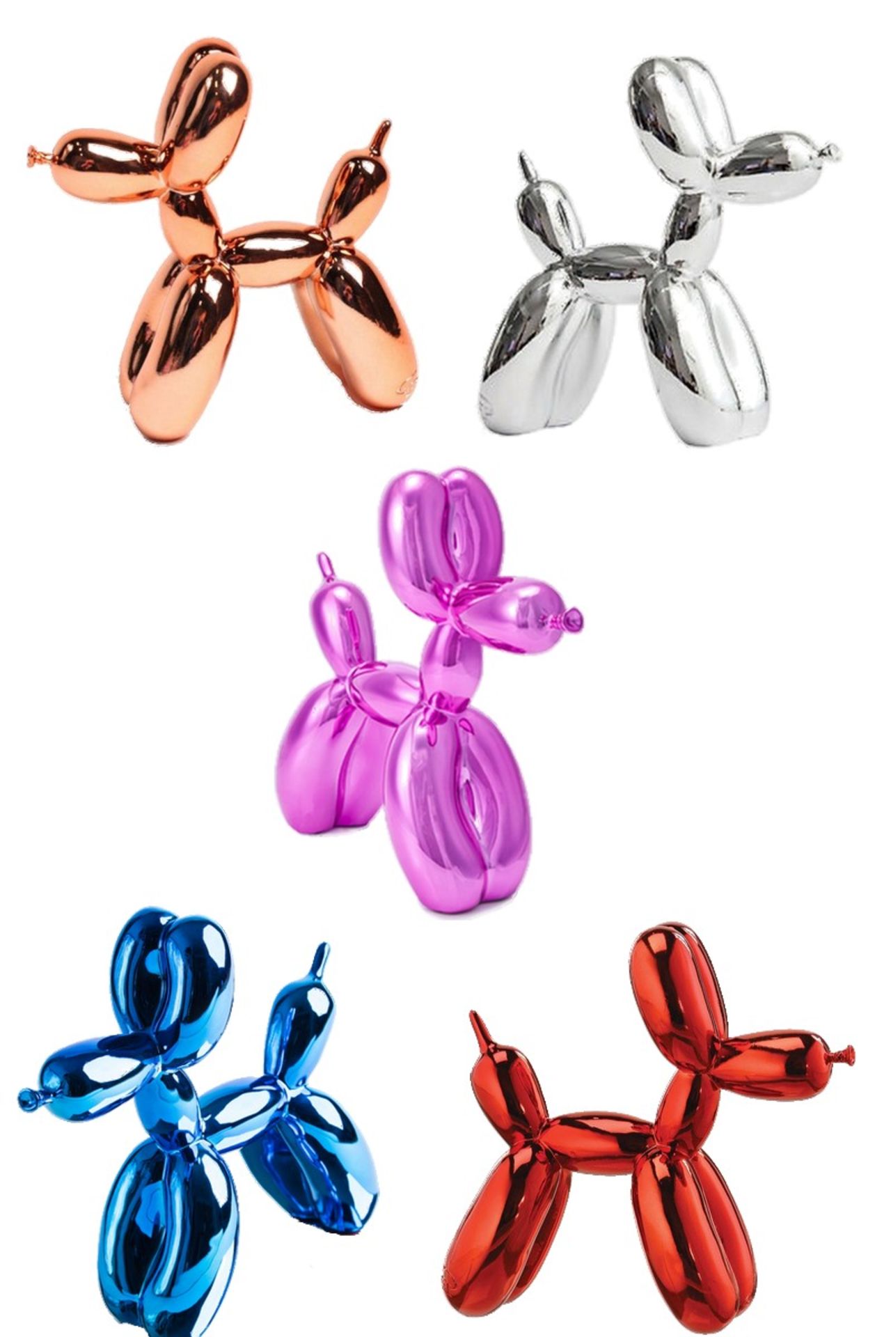 Jeff KOONS (after) Serie of 5 Balloon dog sculptures Edition of the famous "Balloon [...]