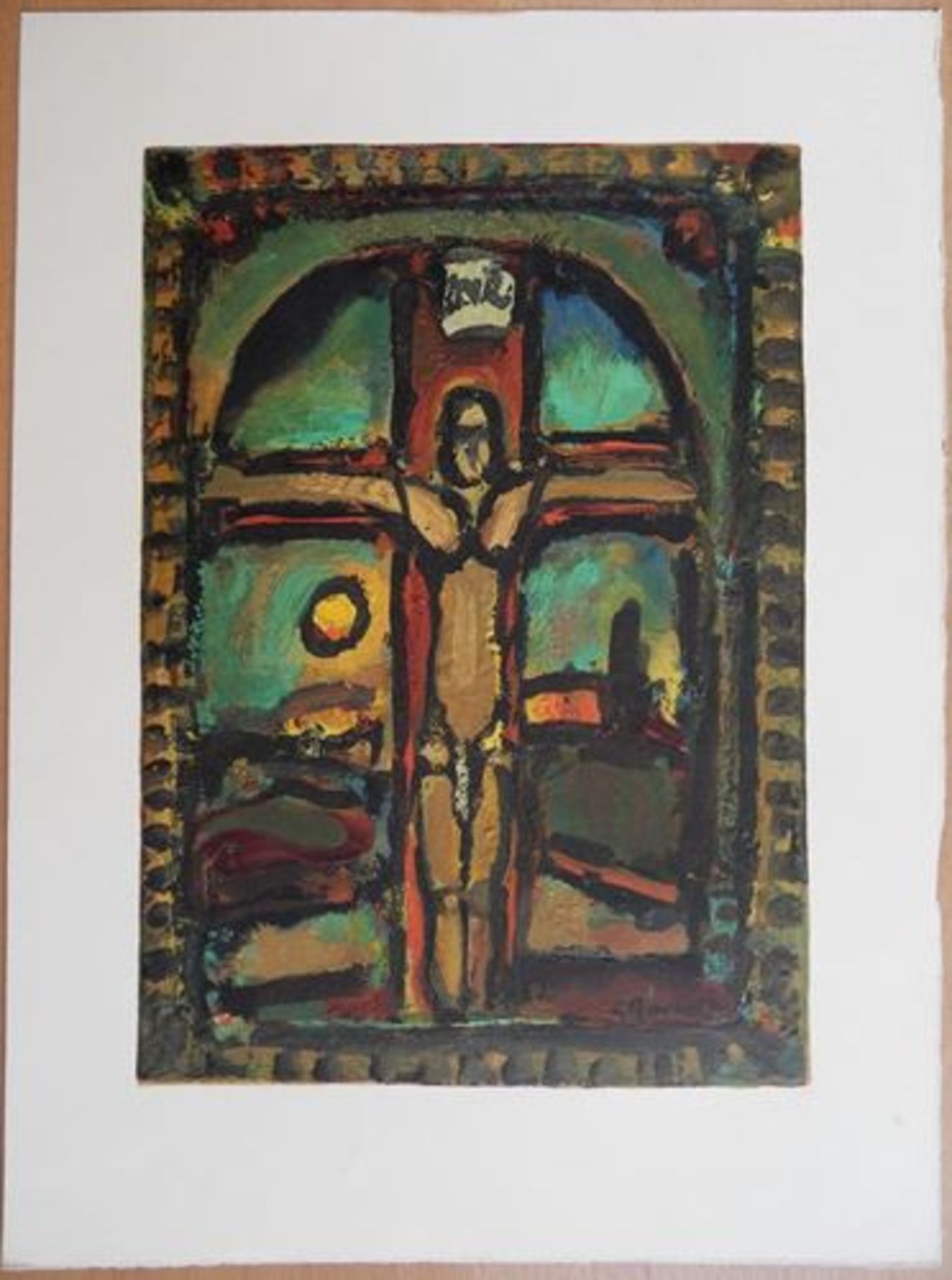 Georges ROUAULT Crucifixion Engraved wood and embossing on Arches Vellum paper signed [...] - Bild 2 aus 4