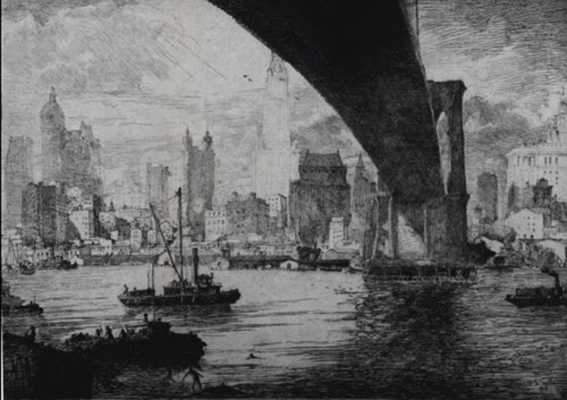 Henry Wilfrid DEVILLE (1871-c.1932) East River Original etching on Japan paper, [...]