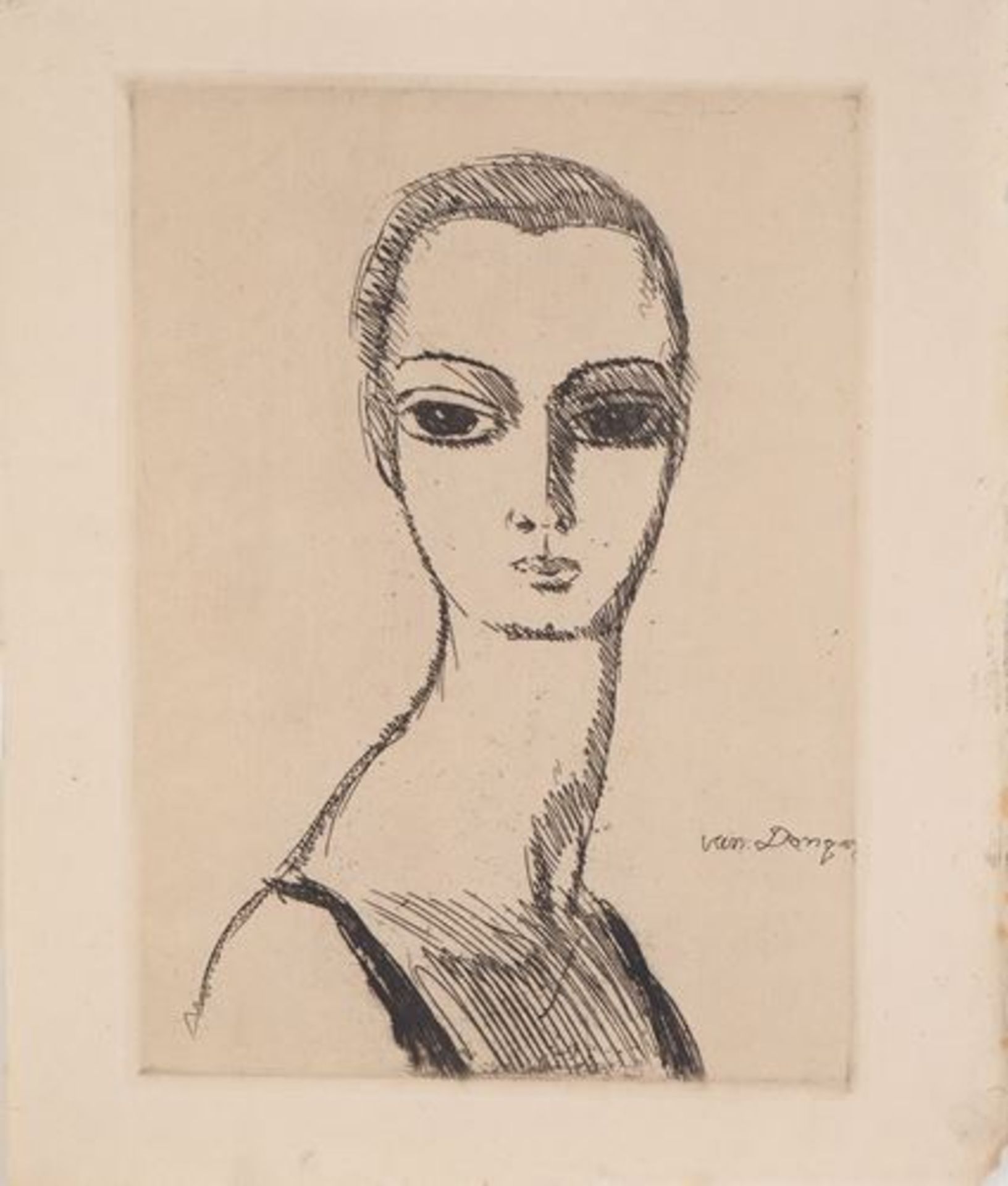 Kees VAN DONGEN Woman with Swan Neck, 1925 Original engraving on old Japan [...] - Bild 2 aus 5