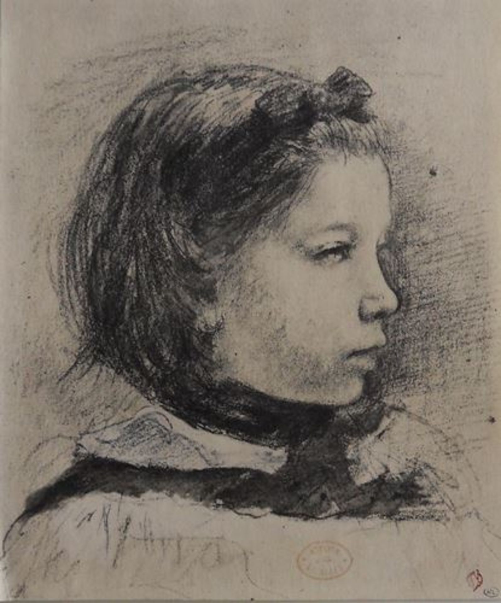 Edgard DEGAS (after) Young girl thinking Lithograph and stencil after a drawing [...]