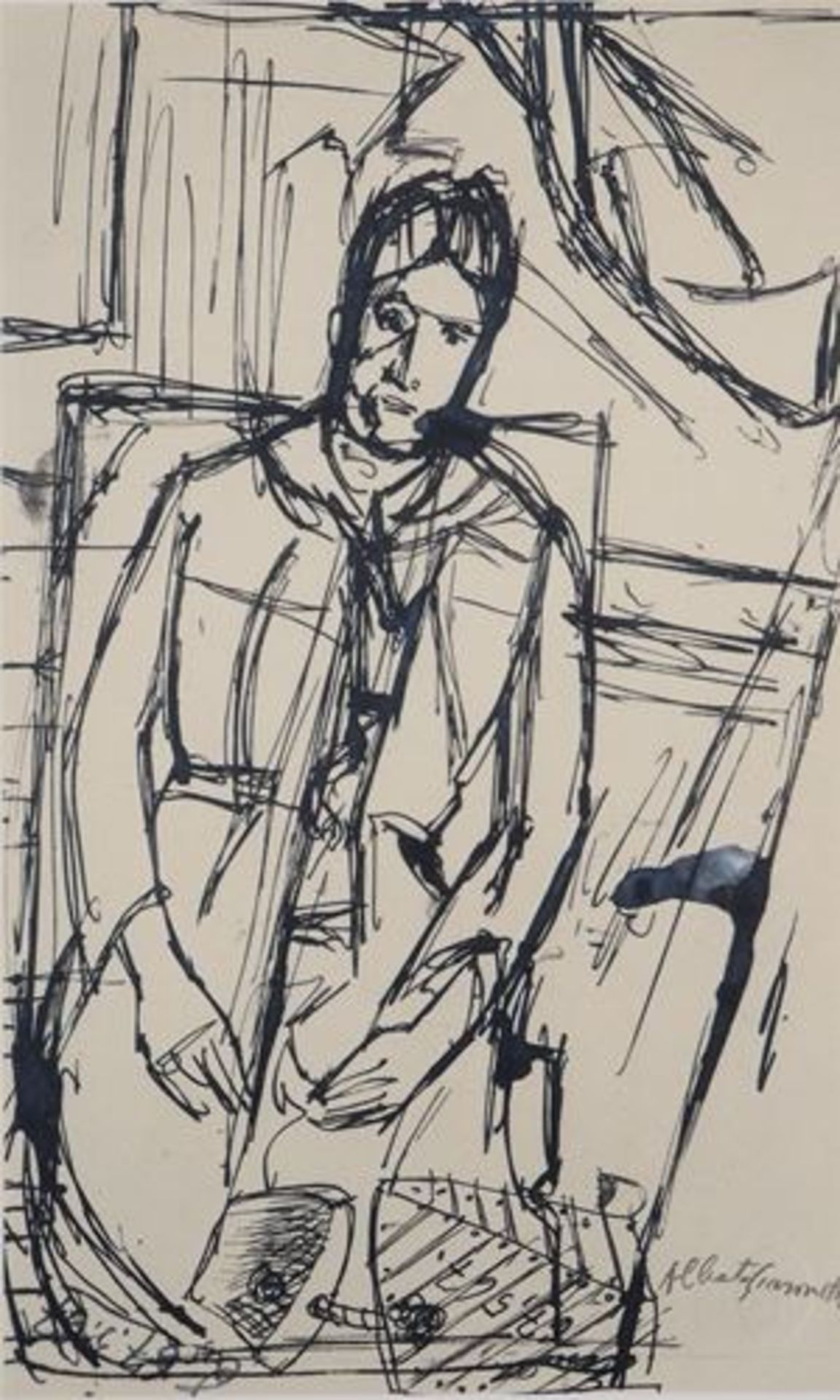 Alberto GIACOMETTI (1901-1966) (after) Seated Man Lithograph after a drawing by the [...]