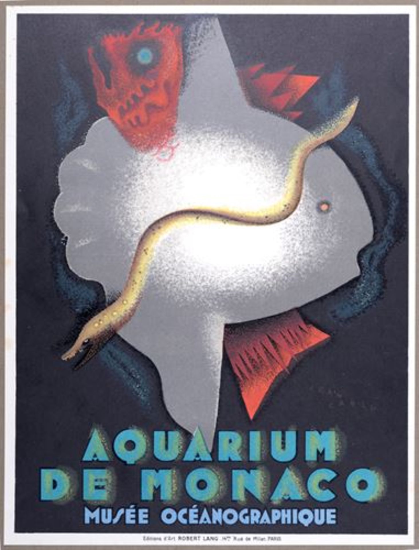 Jean Carlu Aquarium de Monaco Original lithograph small poster. Size (margin [...]