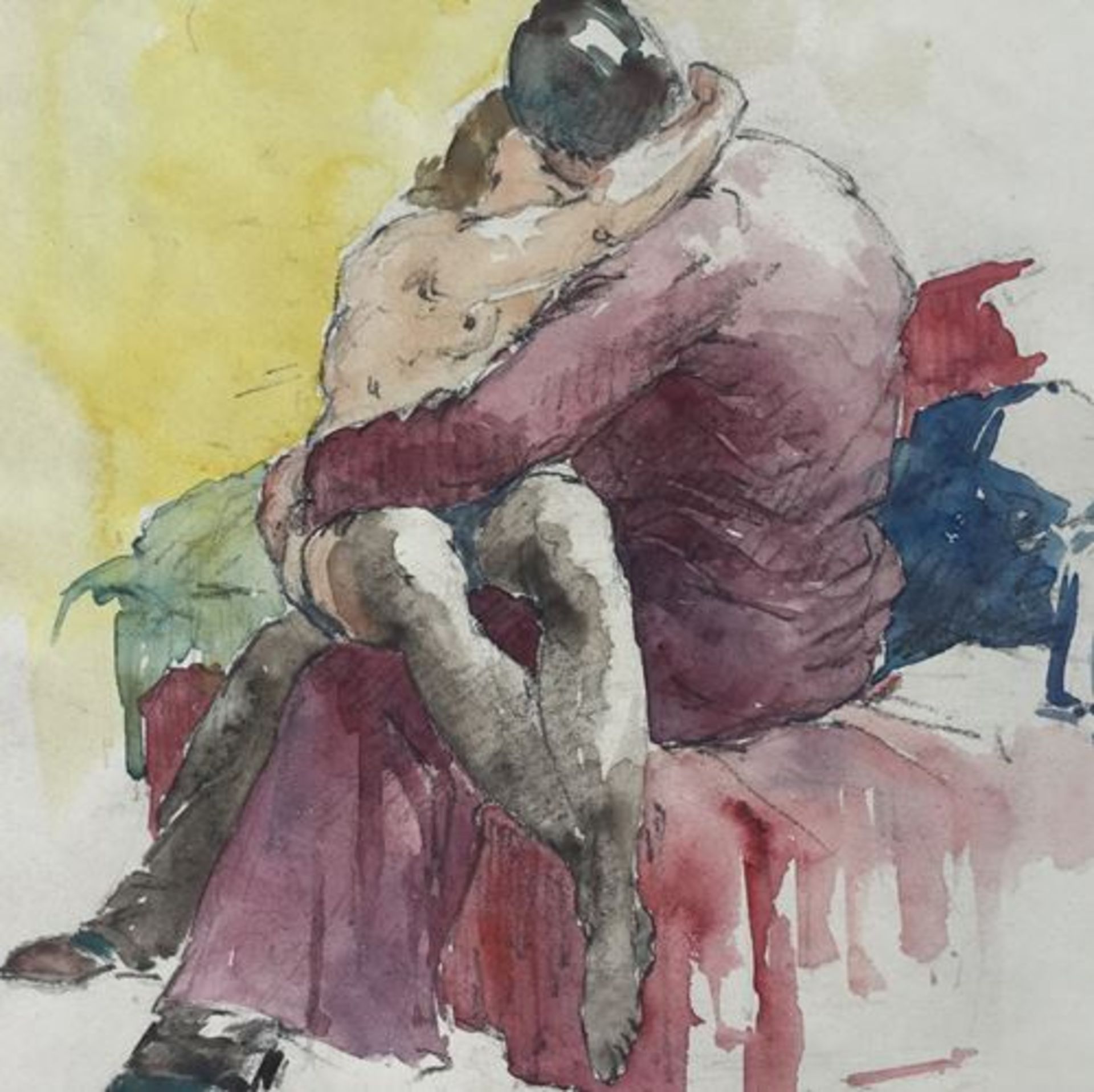 The Kiss. Watercolour, circa 1950 Stamp of the workshop sale (Drouot, [...] - Bild 4 aus 5