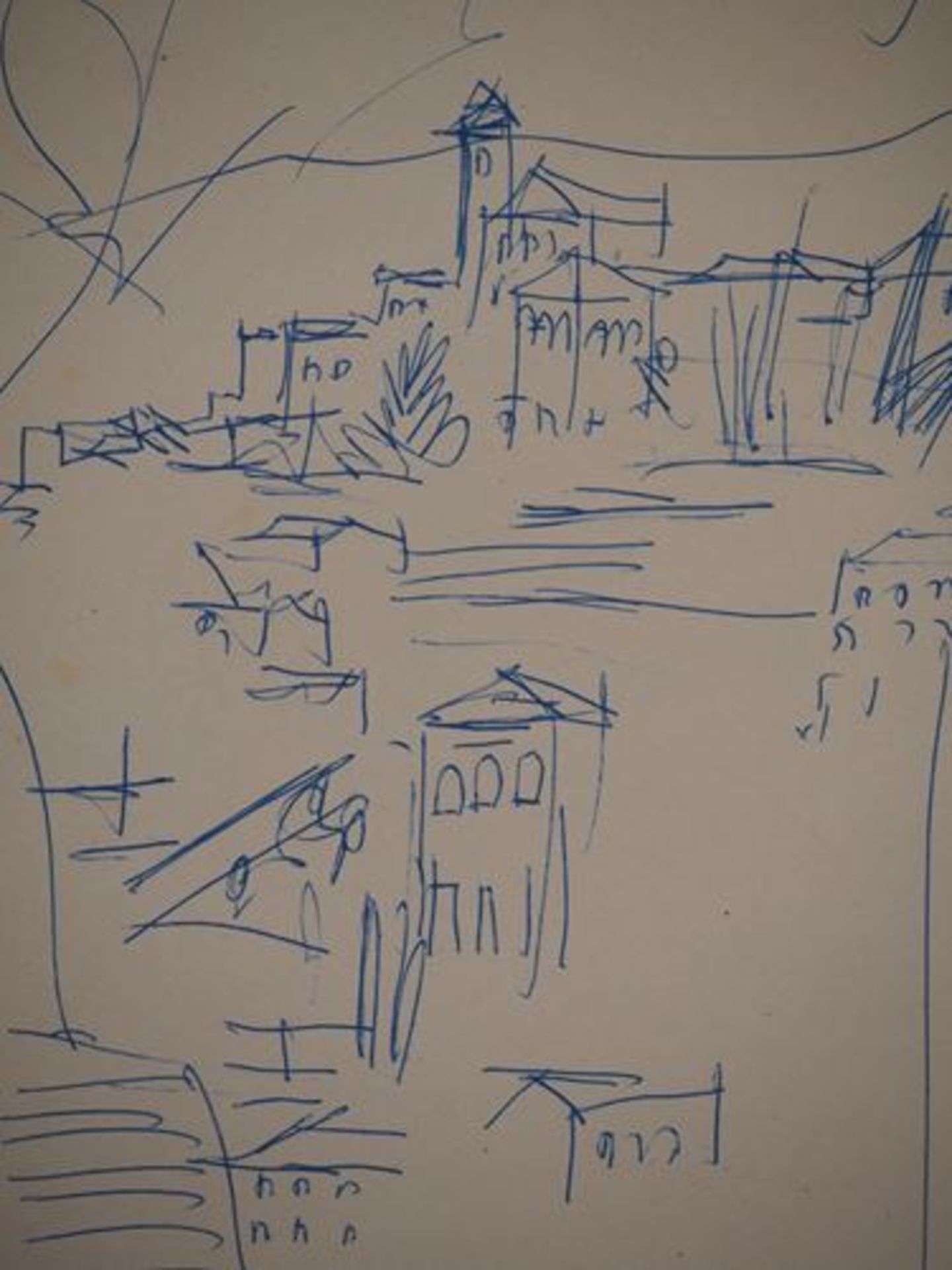 Jean Dufy Spain: Granada, view of the old city Original drawing in blue ink Signed [...] - Bild 4 aus 6