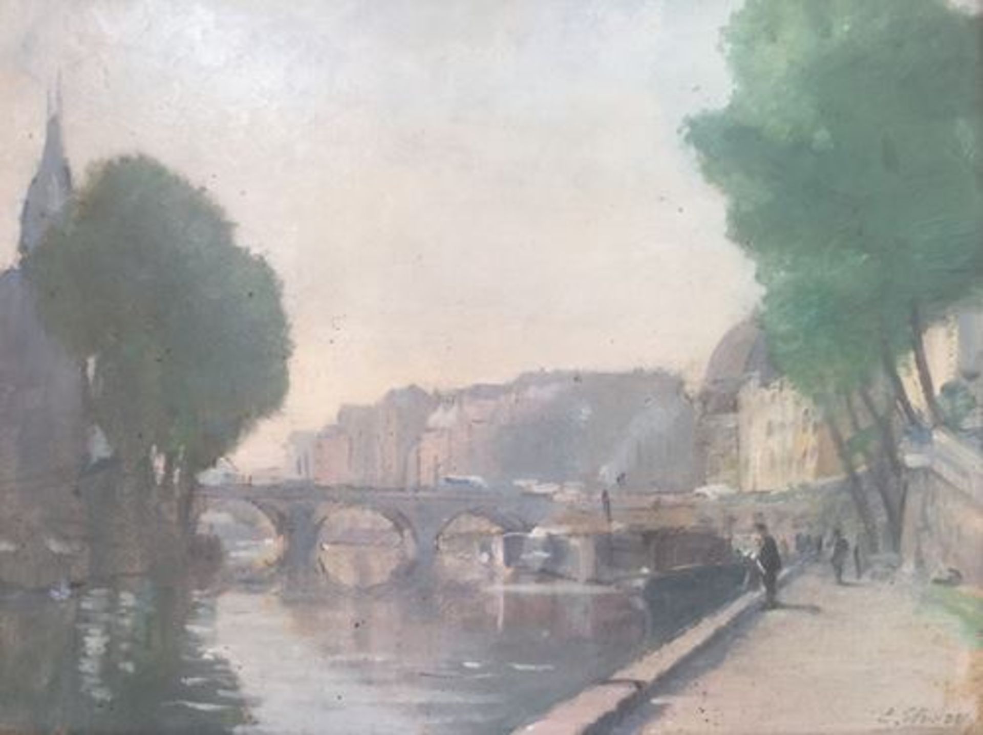 Eugène THIÉRY ( Réthel 1875 - Paris 1961) The Pont au Change, Paris Oil on [...]