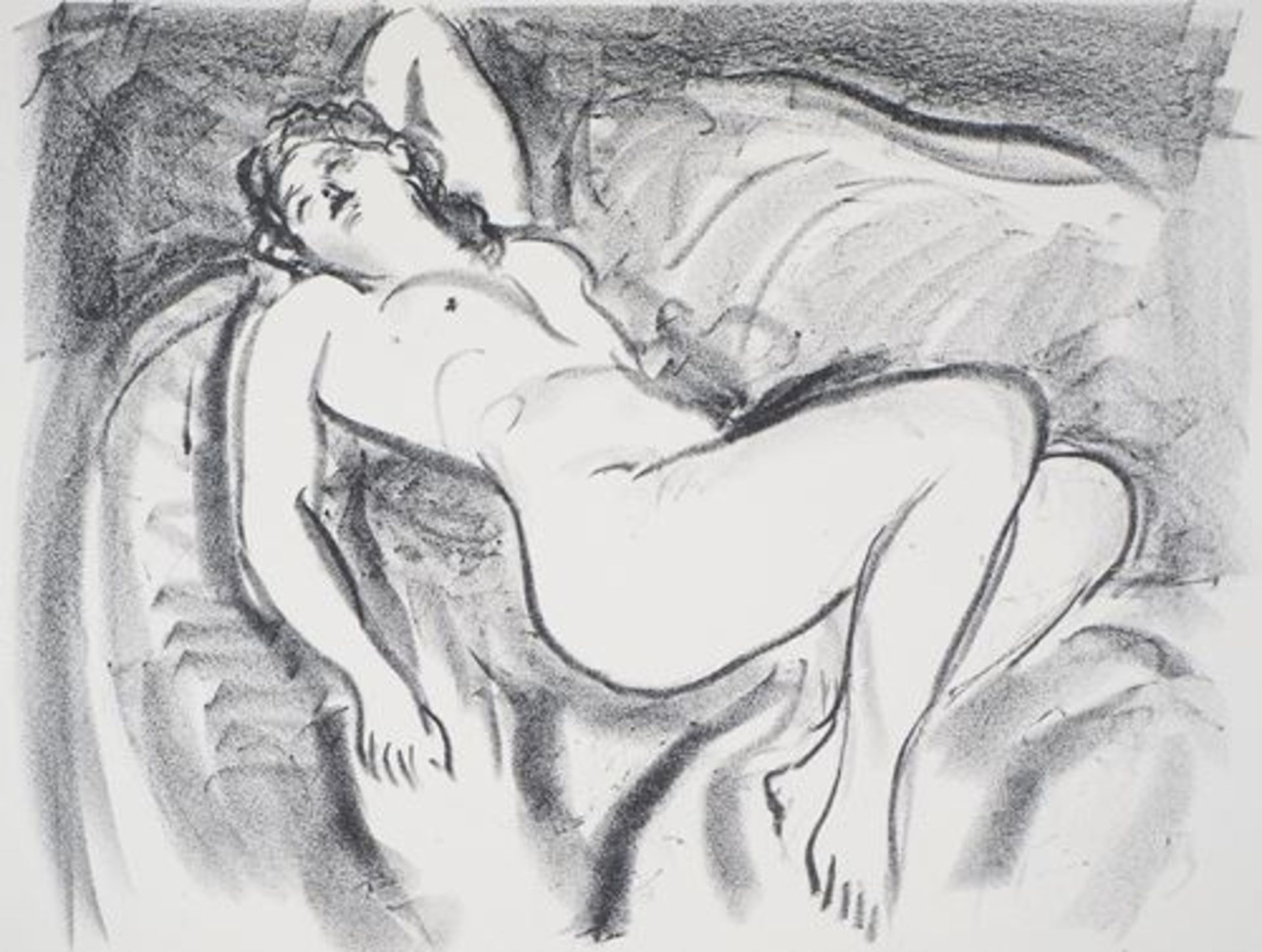 Charles CAMOIN Naked woman on a sofa Lithograph on Vellum paper Signed in [...]