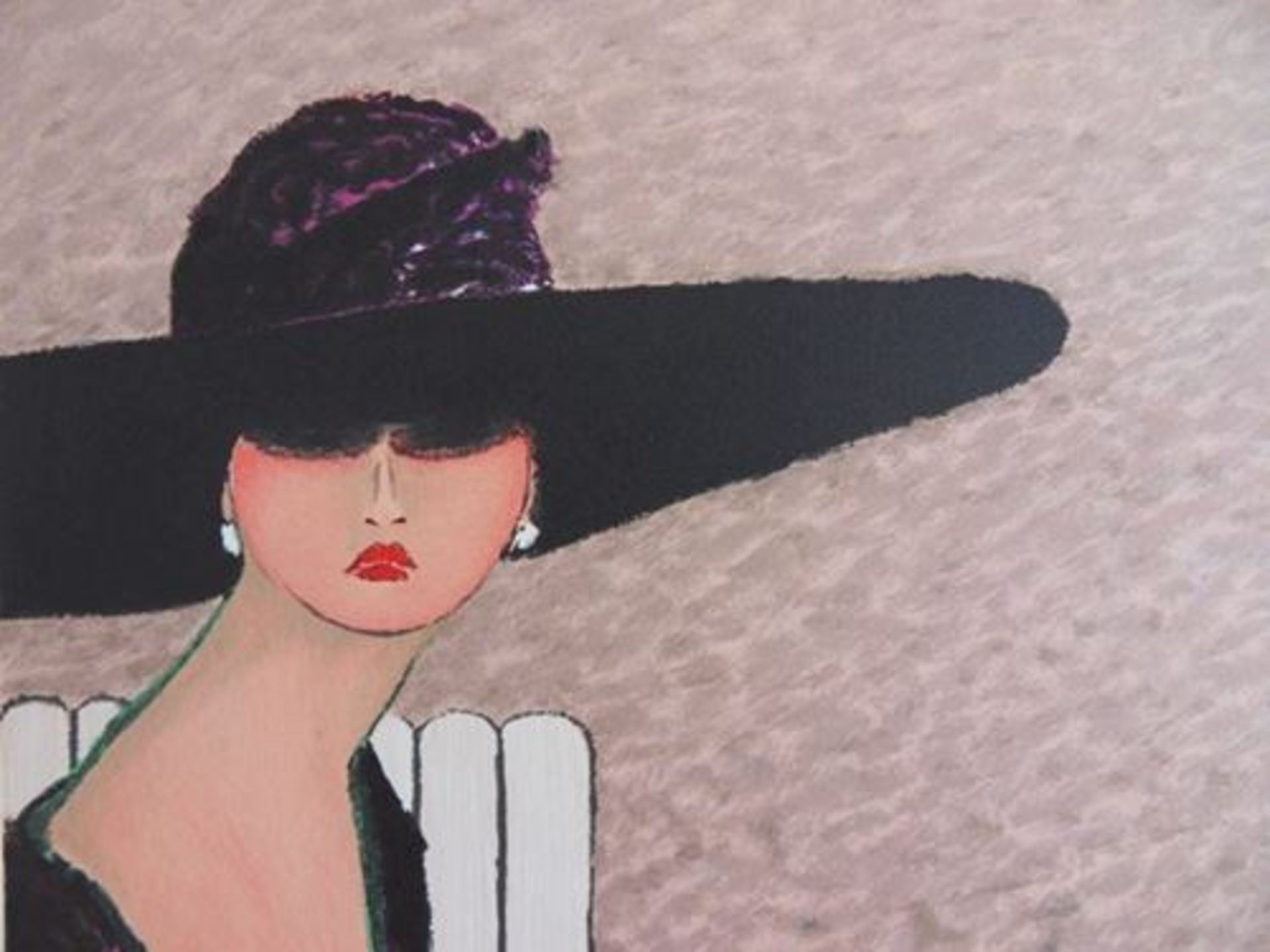 Ramon DILLEY (1932-) Elegant Lady with a hat in Deauville Original [...] - Bild 5 aus 5