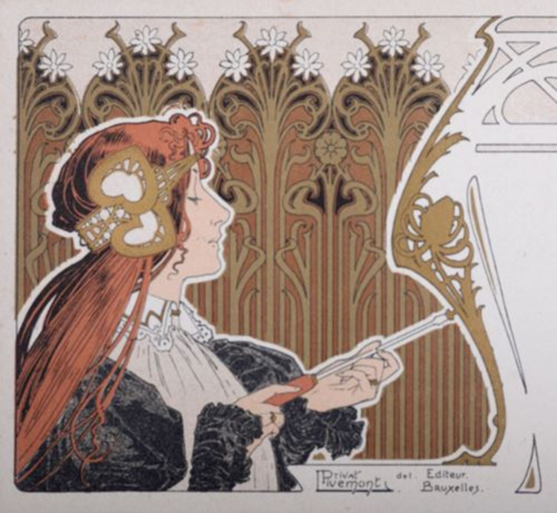 Privat Livemont, 1861 - 1936 Ameublement, 1895 Original Lithograph print with gold [...]