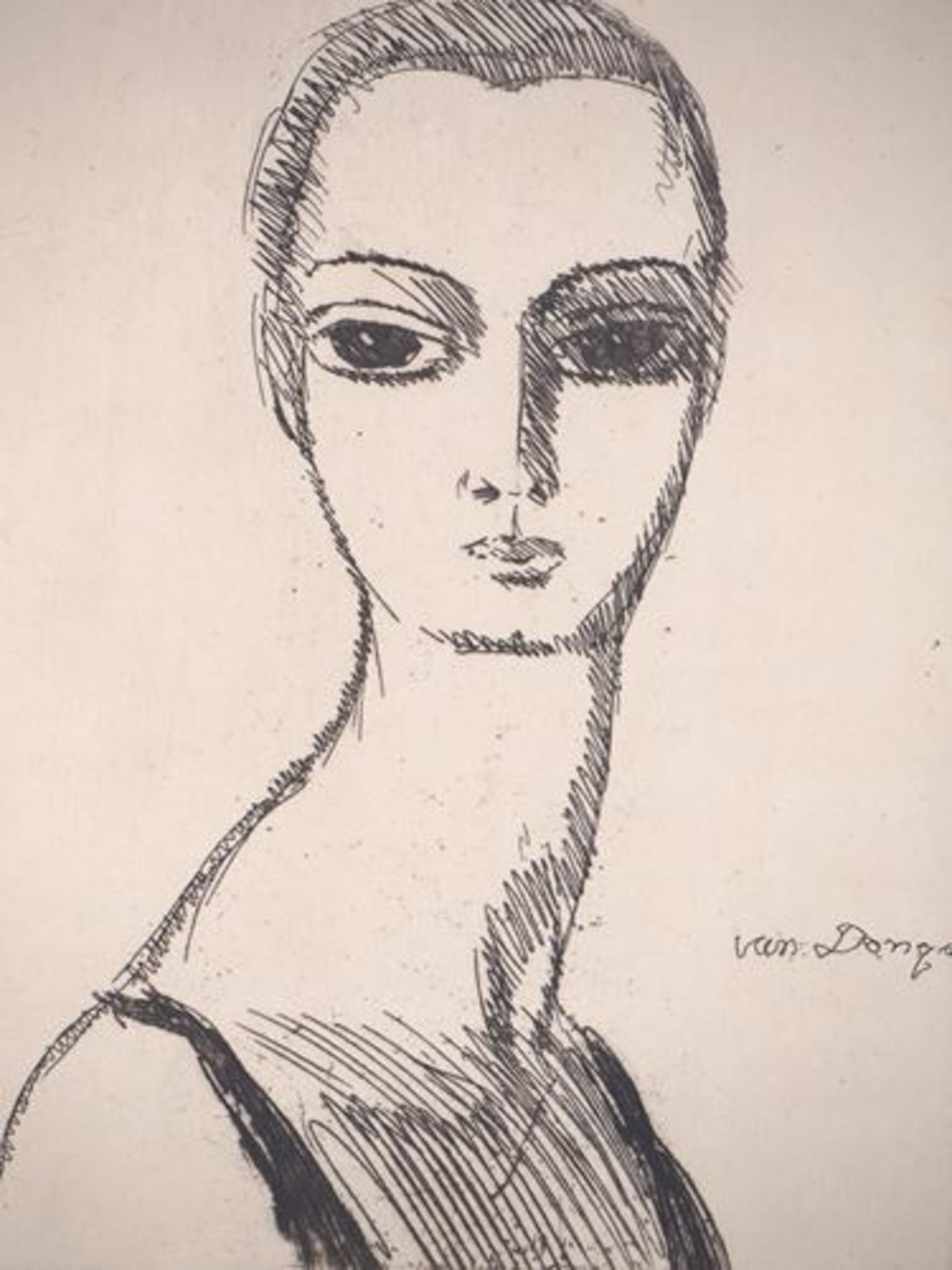 Kees VAN DONGEN Woman with Swan Neck, 1925 Original engraving on old Japan [...] - Bild 3 aus 5