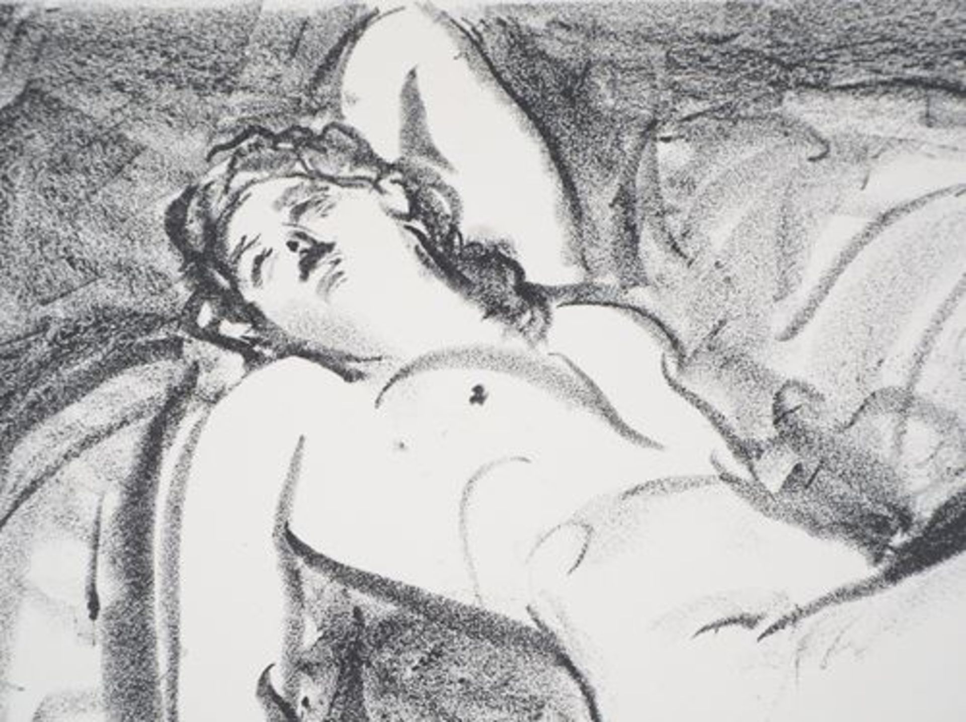 Charles CAMOIN Naked woman on a sofa Lithograph on Vellum paper Signed in [...] - Bild 3 aus 7
