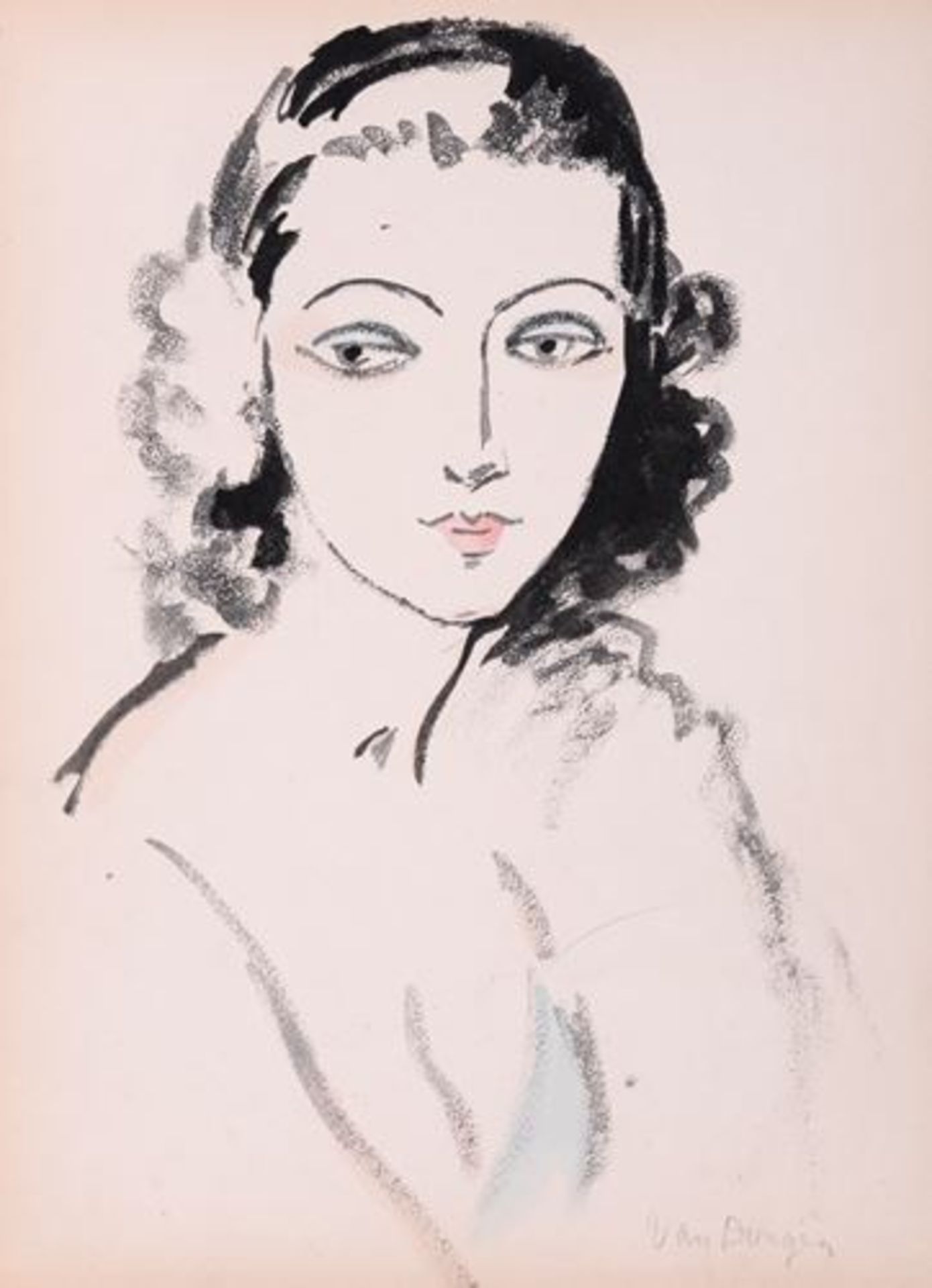 Kees Van Dongen Portrait of a woman, 1925 Original stencil print on vélin [...] - Bild 2 aus 4