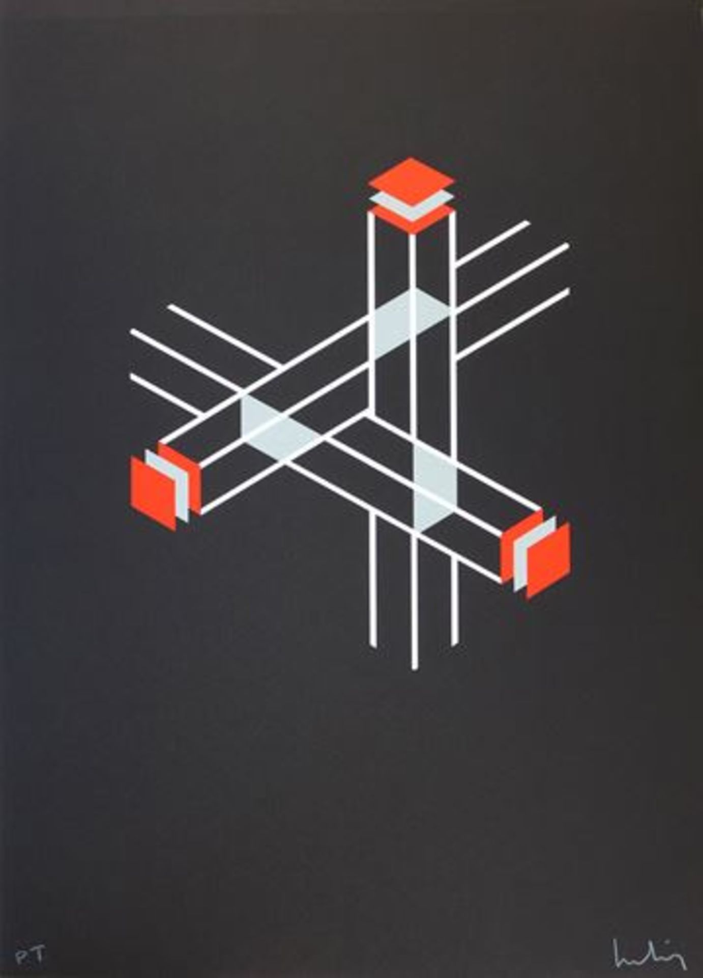 Josep MOLINS Falsaciones del triangulo de Penrose, 2003, Lithograph on paper [...]