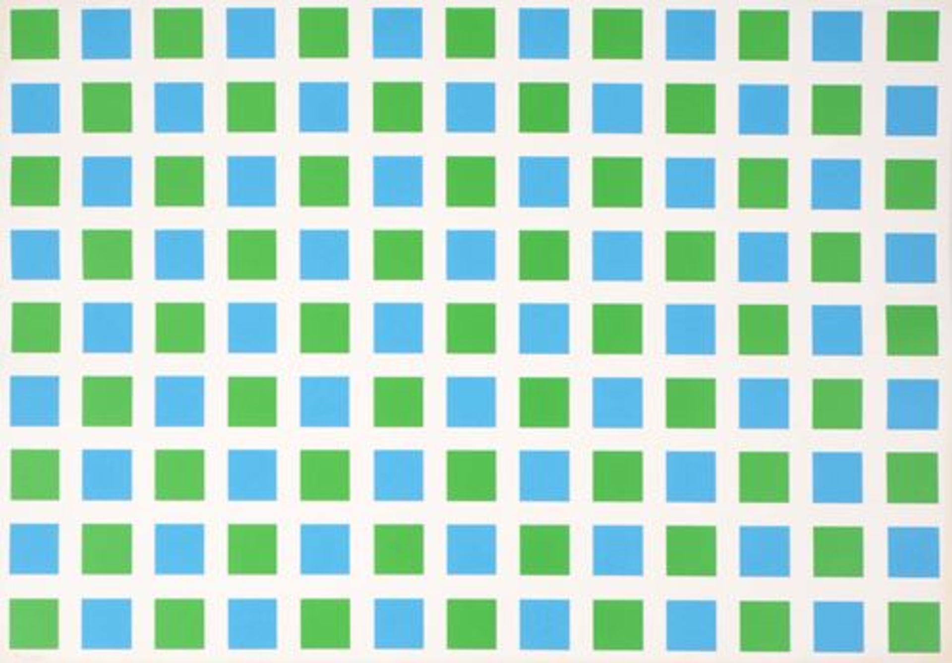 François MORELLET Green and bleue grid pattern Original serigraph Signed [...]