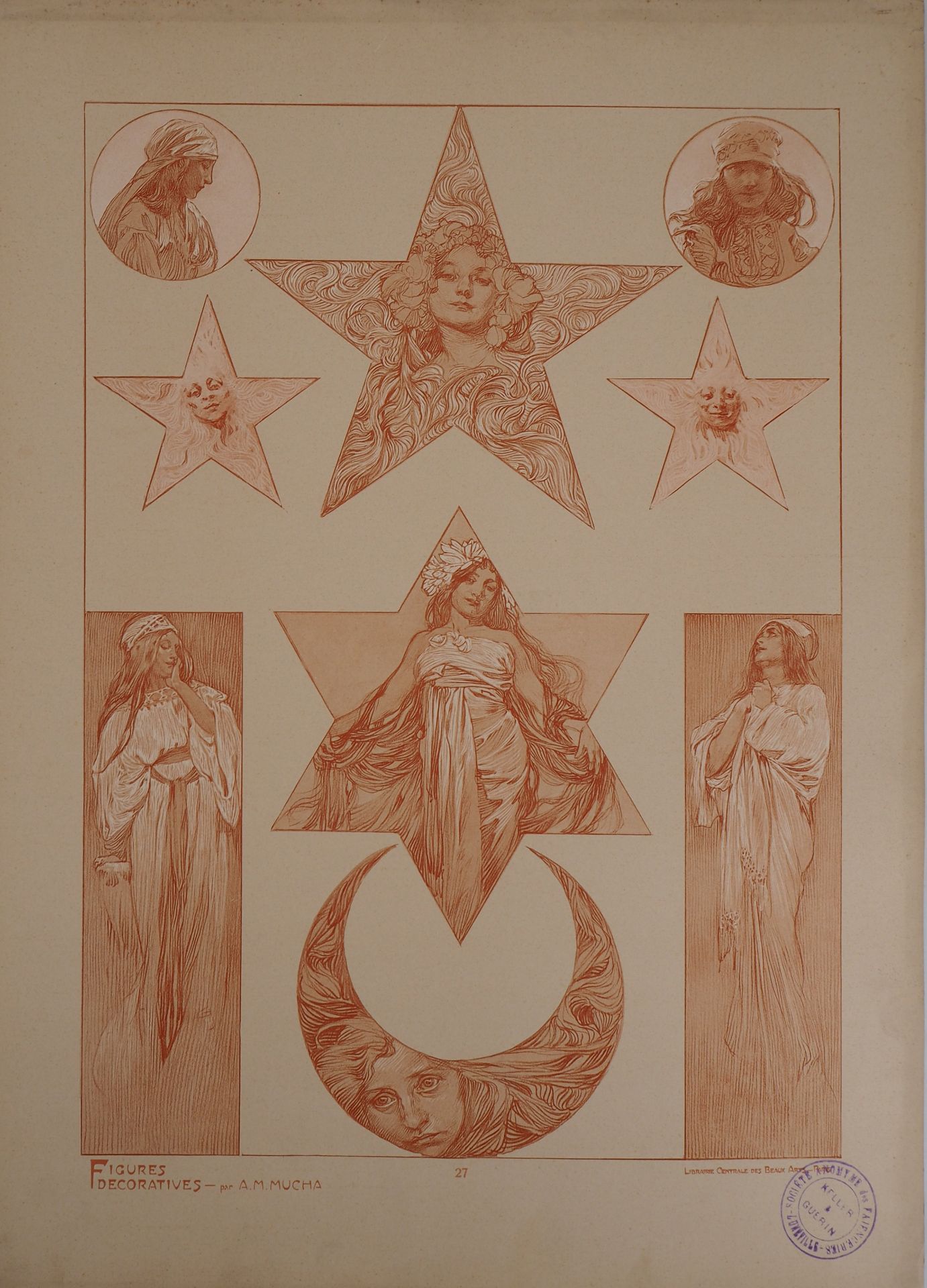 Alphonse MUCHA The Stars, 1902 Lithograph Signed in the plate On thick paper of 45.5 [...]