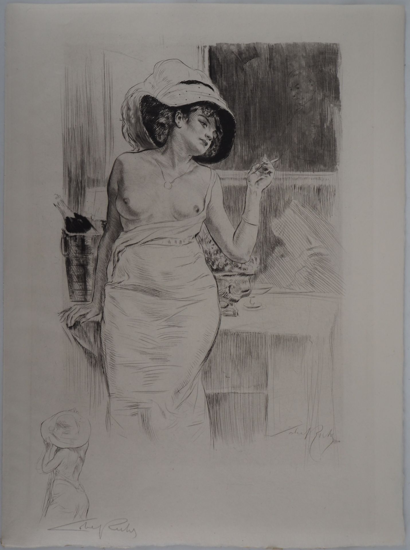Alméry LOBEL-RICHE Femme à la fenêtre Original engraving Signed in [...] - Bild 2 aus 7