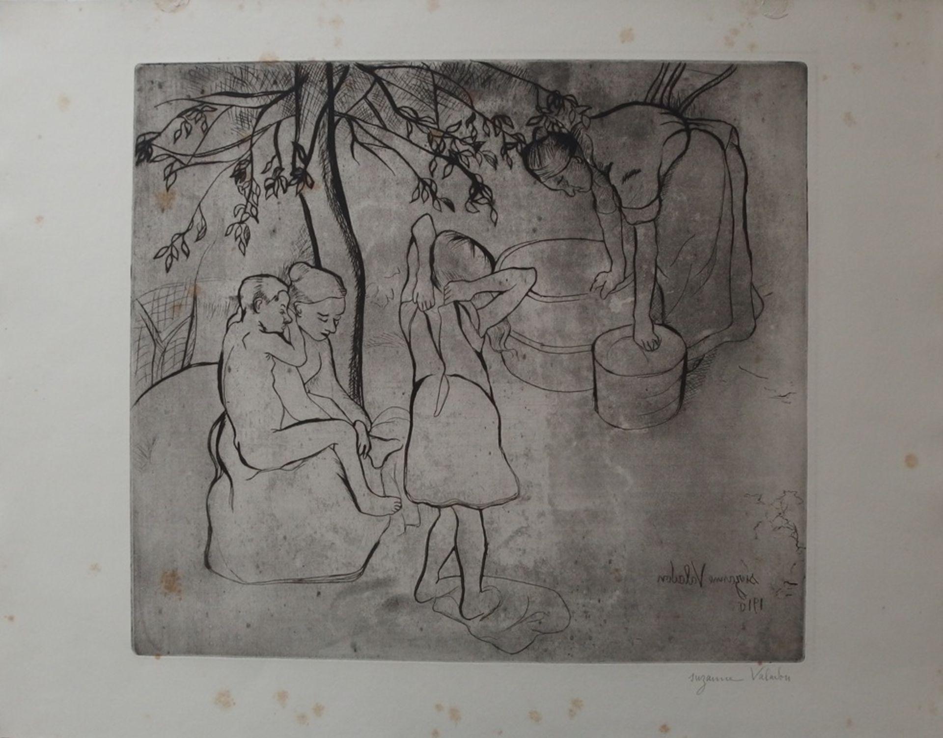 Suzanne VALADON Children Washing in the Garden Original engraving (drypoint) on BFK [...] - Bild 2 aus 5