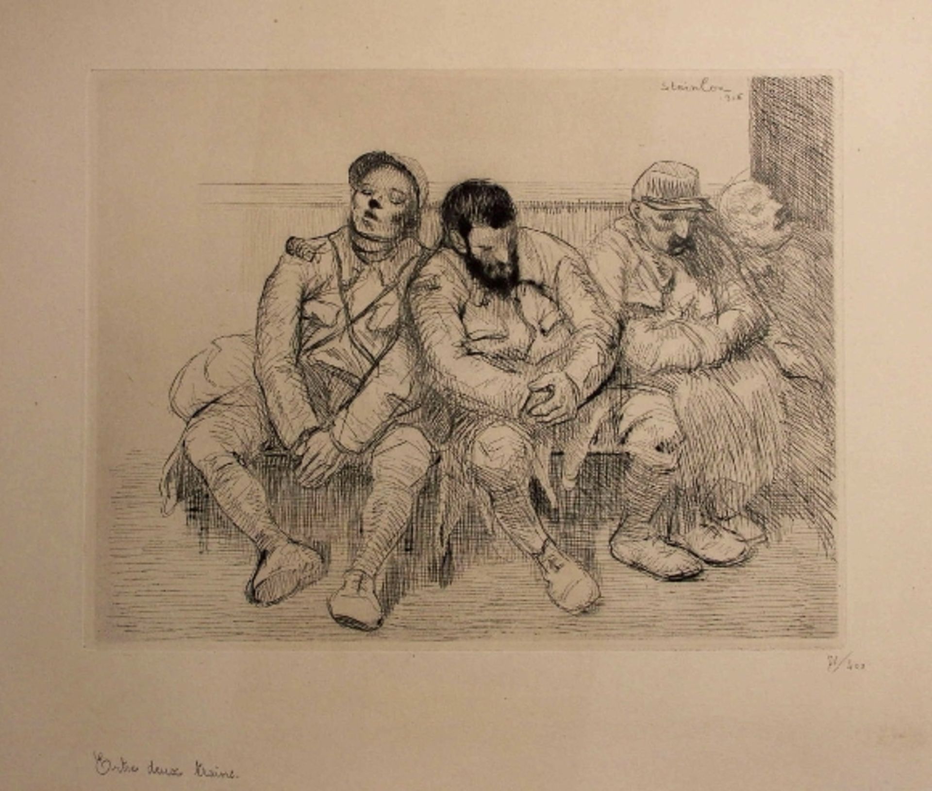 Théophile Alexandre STEINLEN Between Two Trains, 1916 Lithograph, signed and [...]