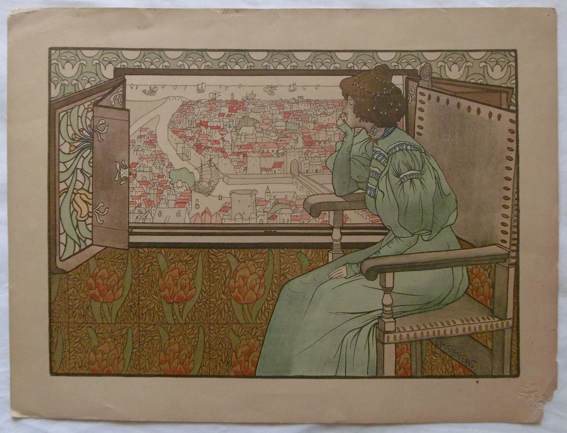 Gustave-Max Stevens Solveig Original lithograph in colour on fine Vellum Signed [...]