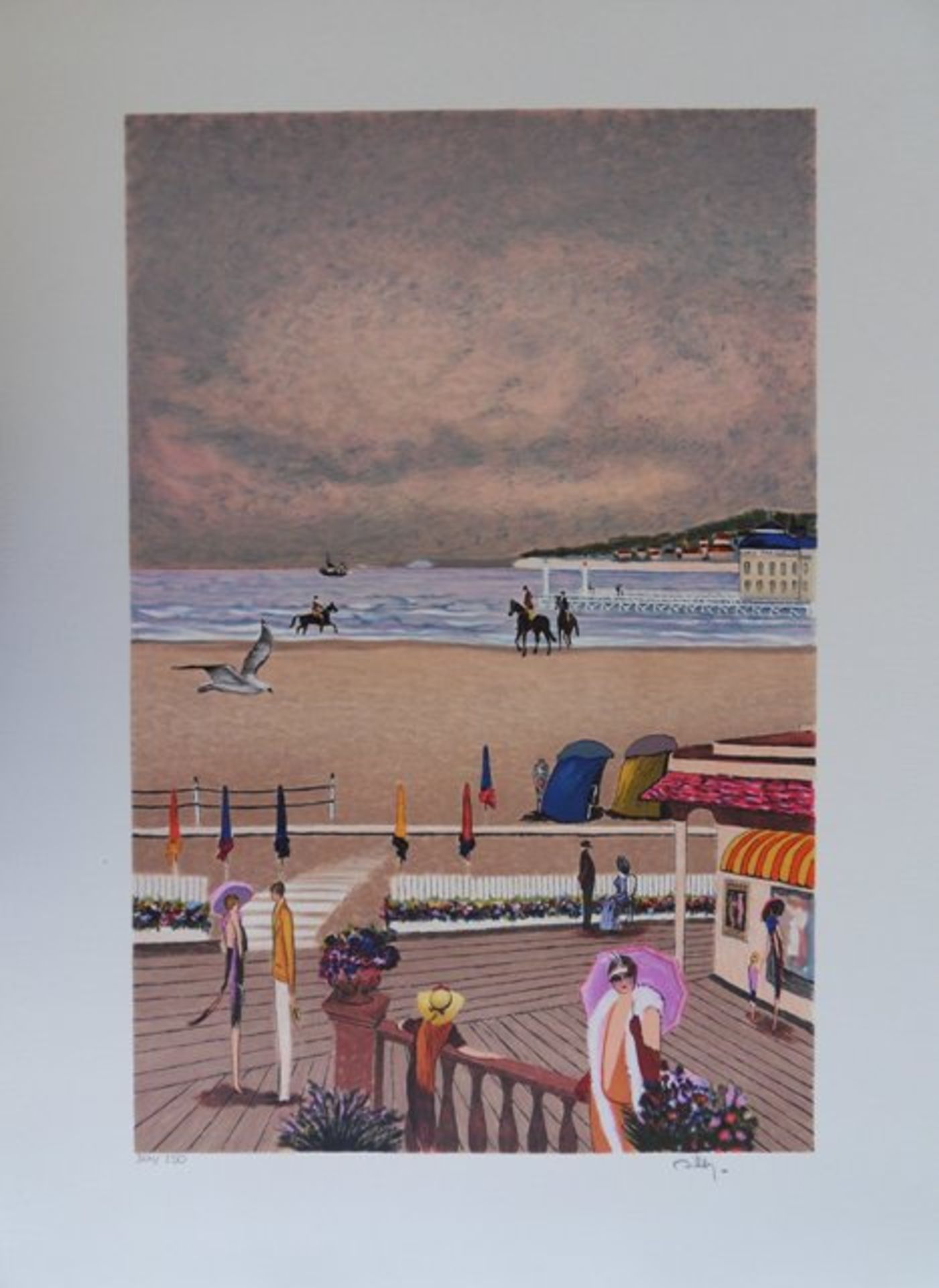 Ramon DILLEY (1932-) The planks of Deauville Original lithograph Signed in pencil by [...]