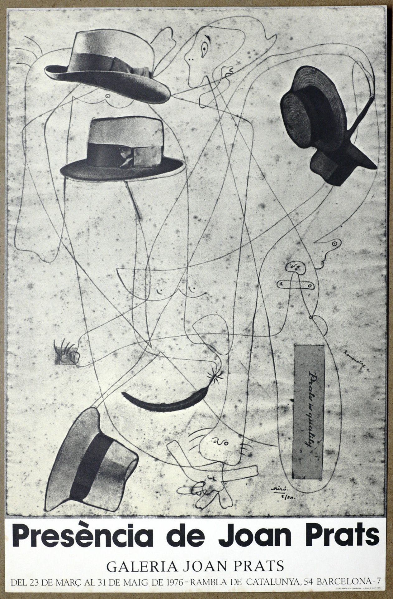Joan Miro (1893-1983) Exhibition "Presencia" poster by Joan Prats in Barcelona, [...]